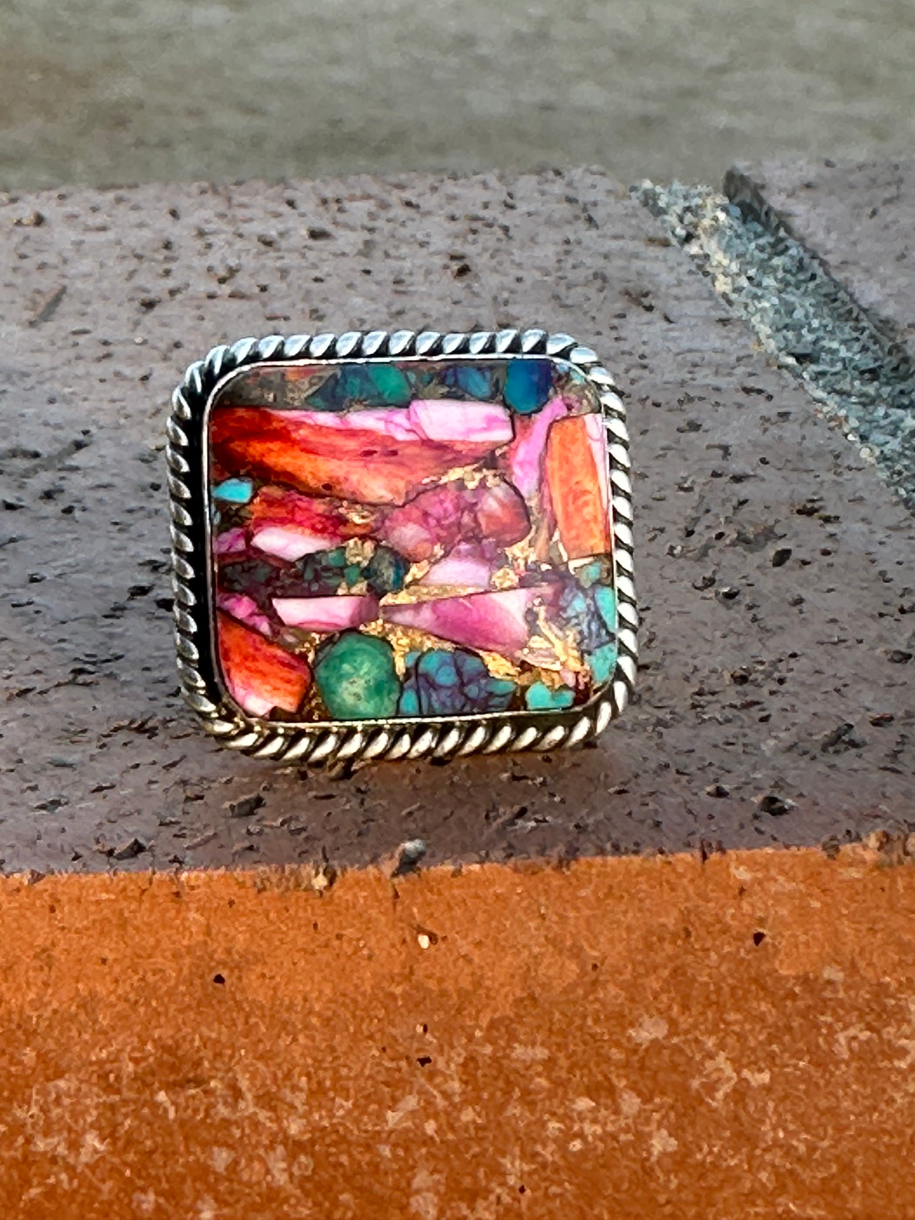 “The Lainey” Navajo Pink Dream & Sterling Silver Adjustable Ring by Alfred Martinez