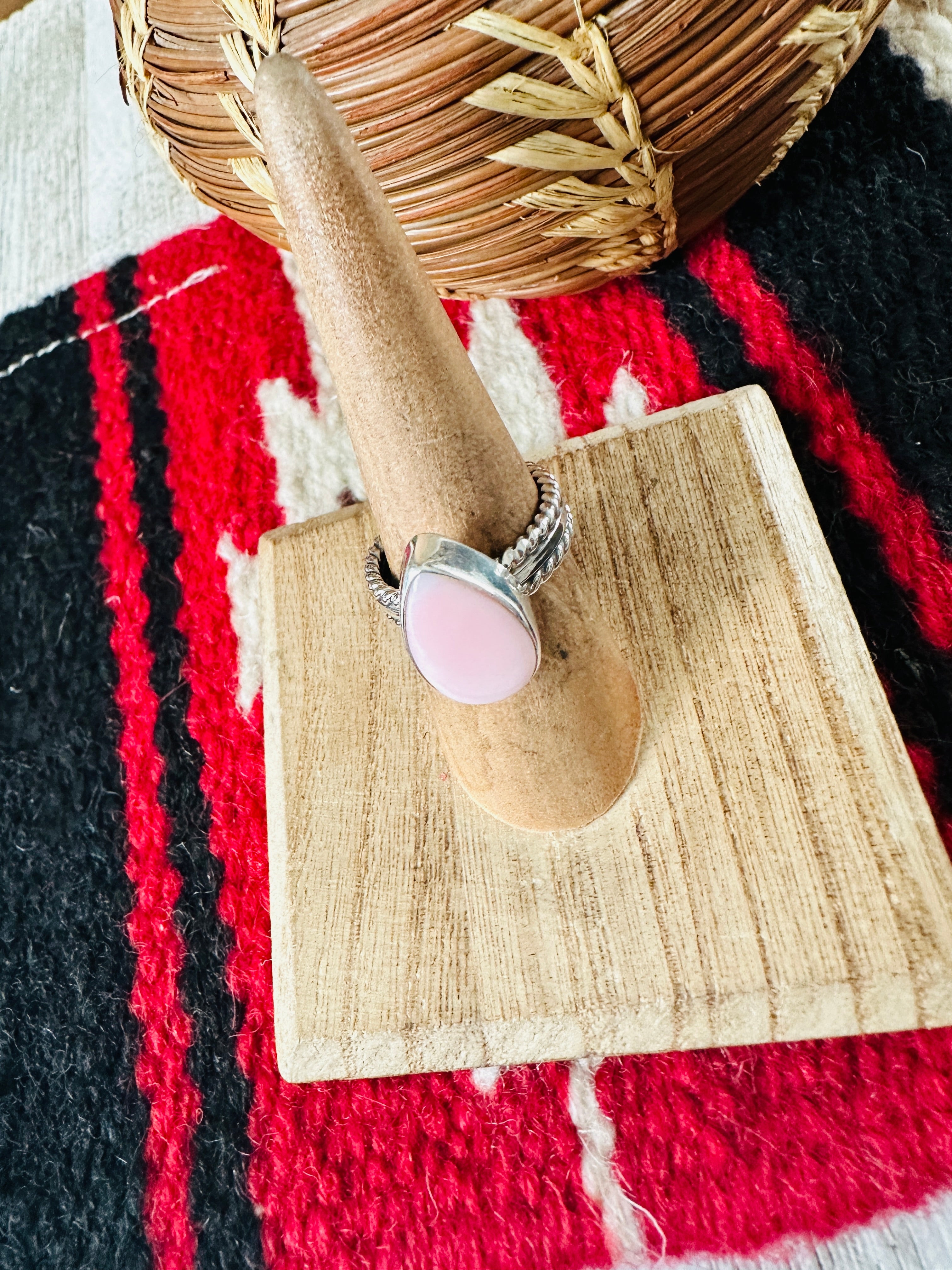 Navajo Sterling Silver & Queen Pink Conch Ring