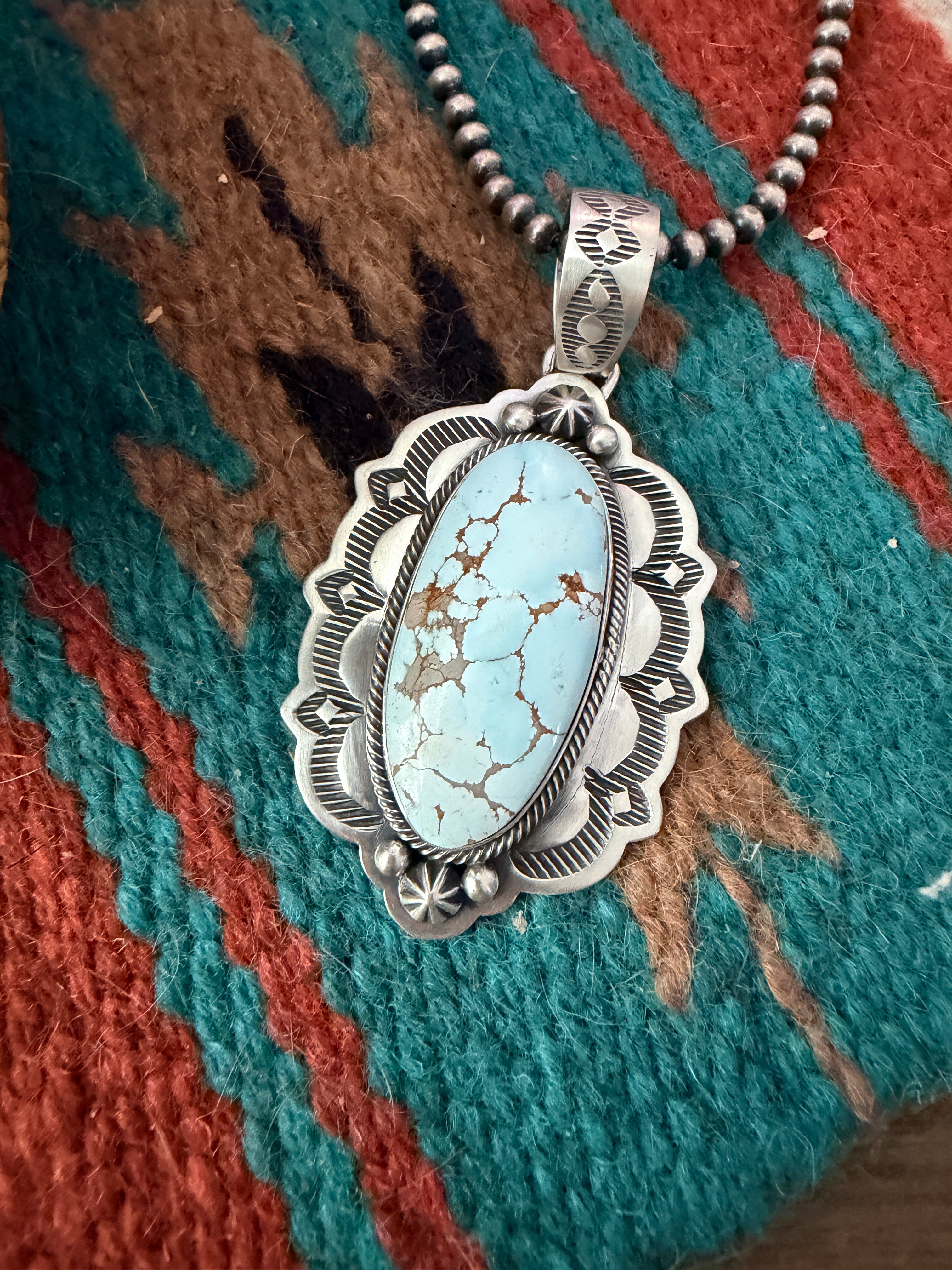 Handcrafted Sterling Silver & Dry Creek Turquoise Pendant by Randy Boyd