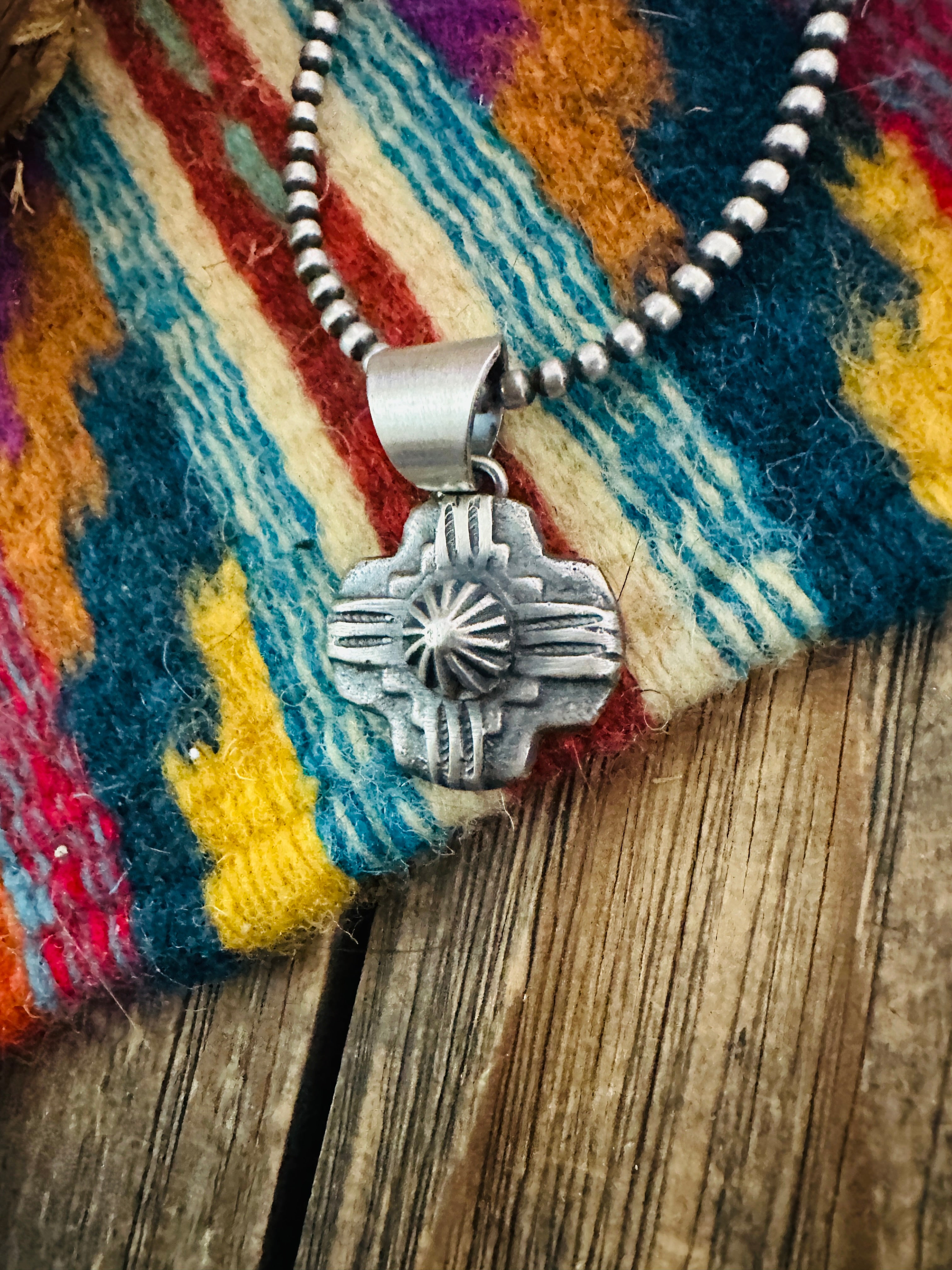 Handcrafted Sterling Silver Zia Cross Pendant by Chimney Butte