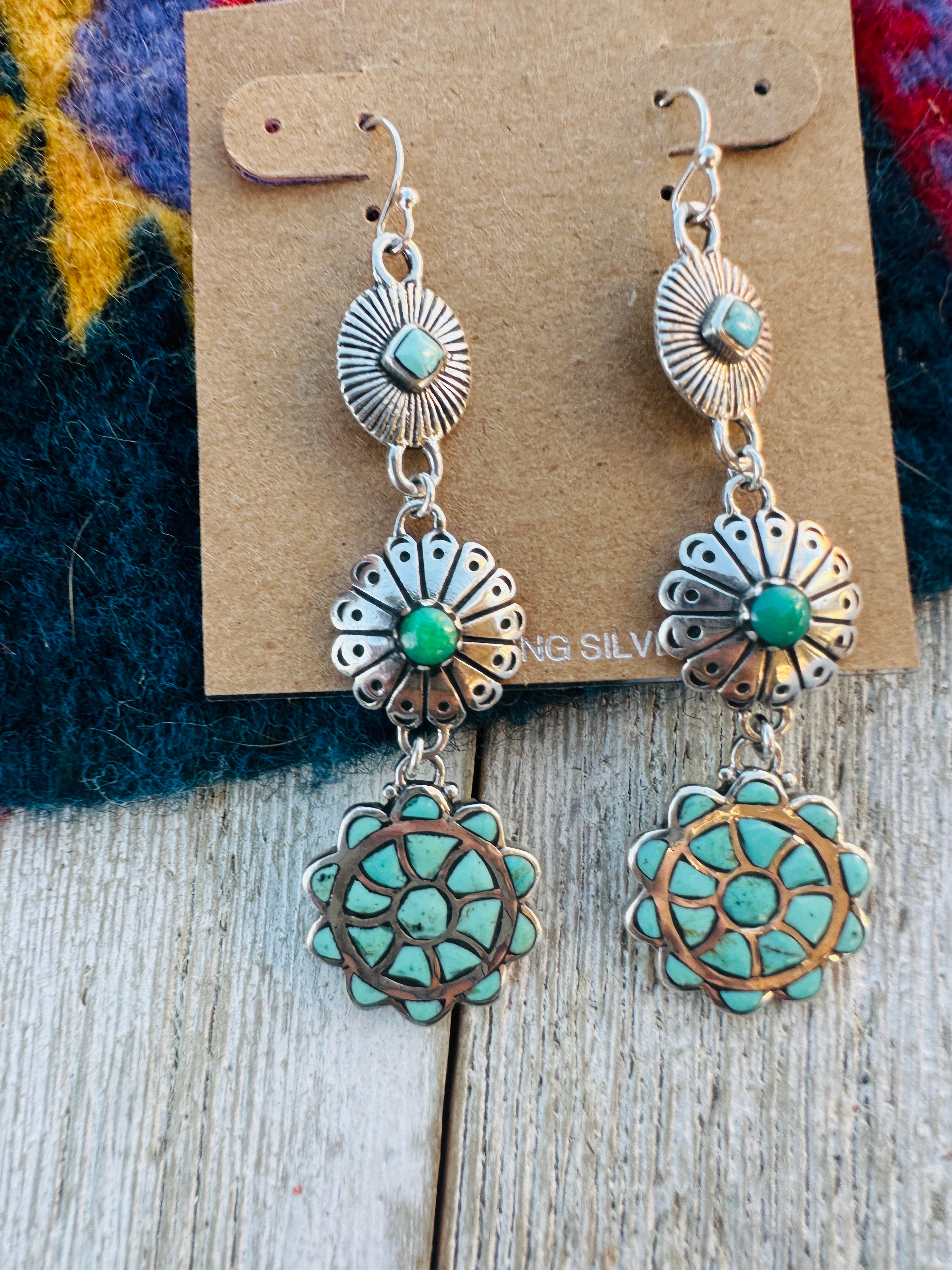 Handcrafted Turquoise & Sterling Silver Dangle Earrings