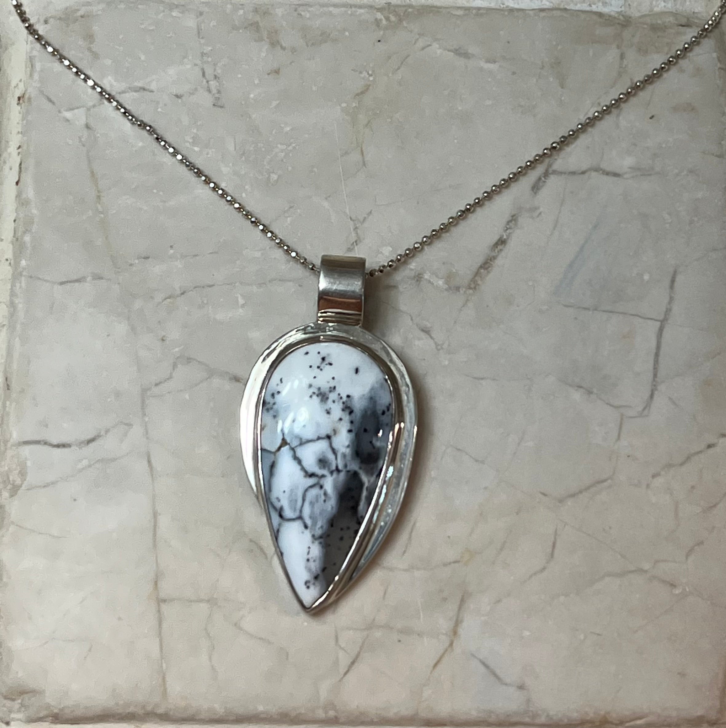 Dendritic agate Pendant Sterling Silver Necklace