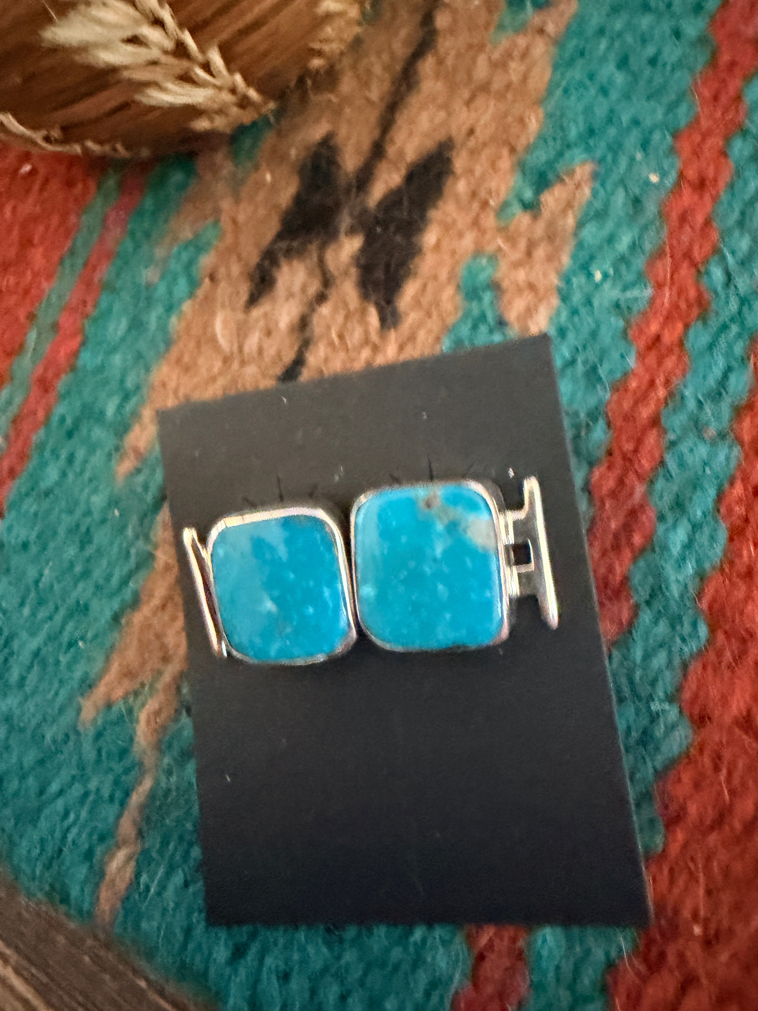 Handcrafted Turquoise & Sterling Silver Post Earrings