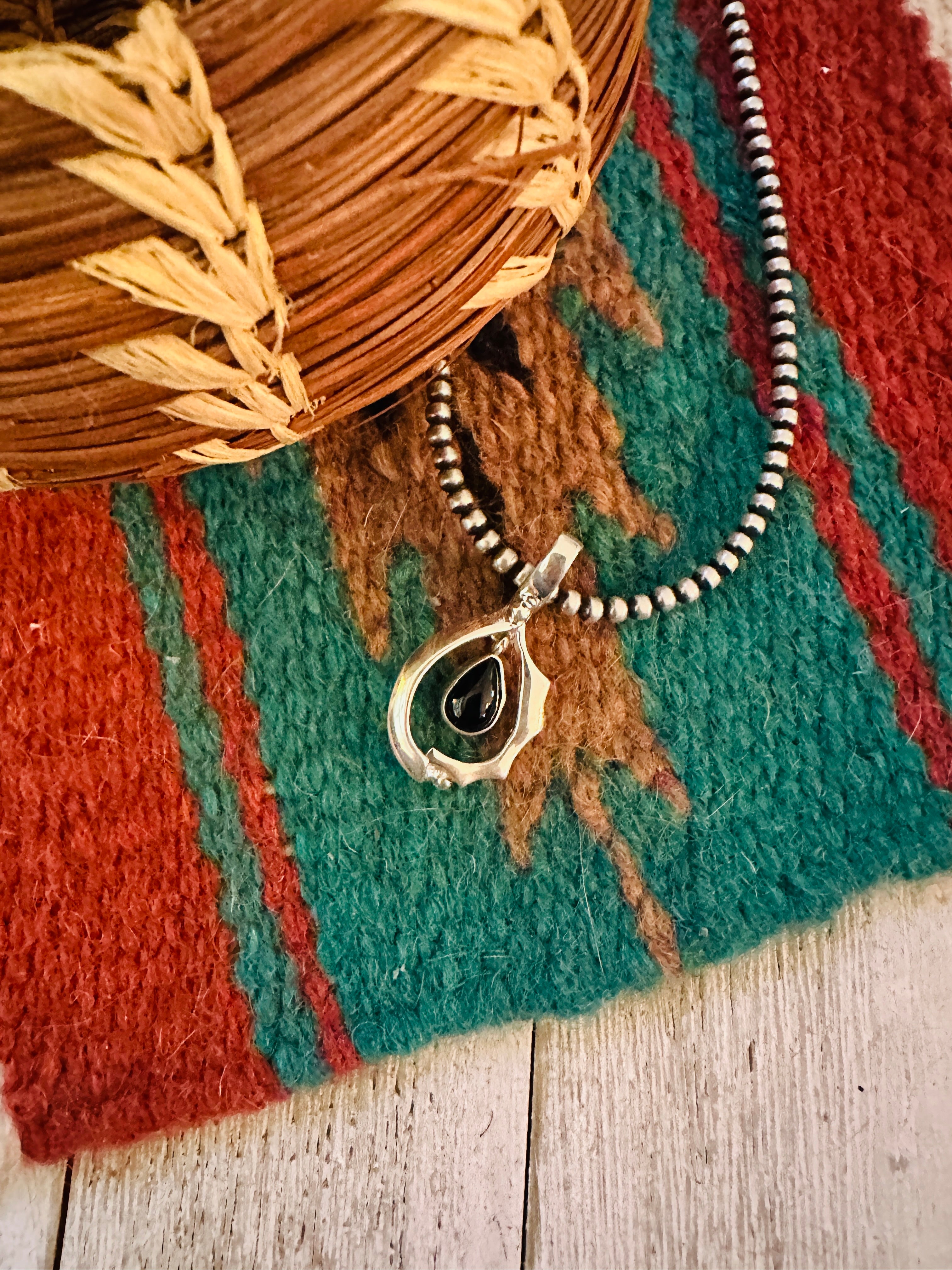 Handcrafted Sterling Silver & Black Onyx Teardrop Pendant