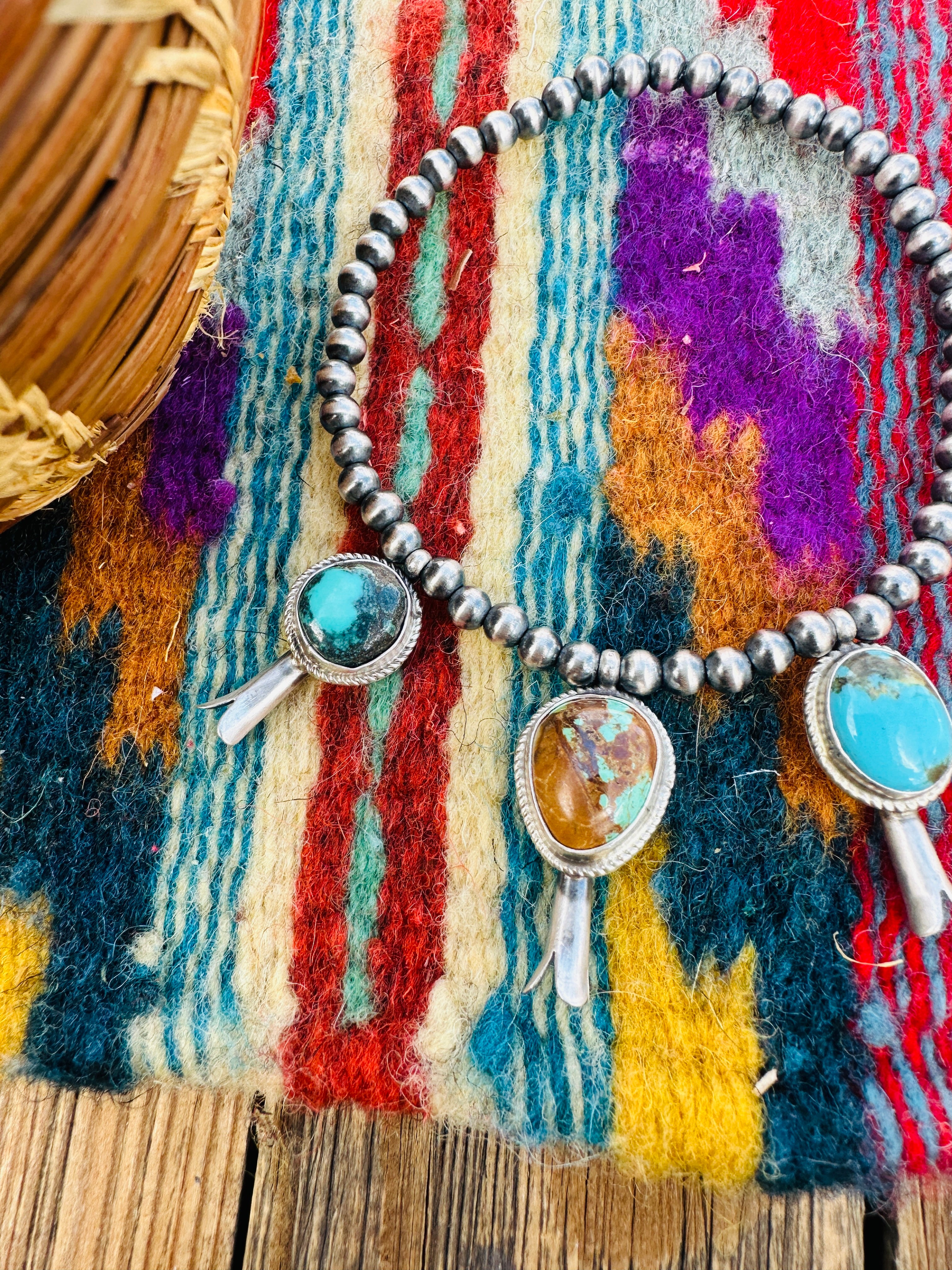 Handcrafted 3mm Sterling Silver Pearl & Turquoise Blossom Stretch Bracelet