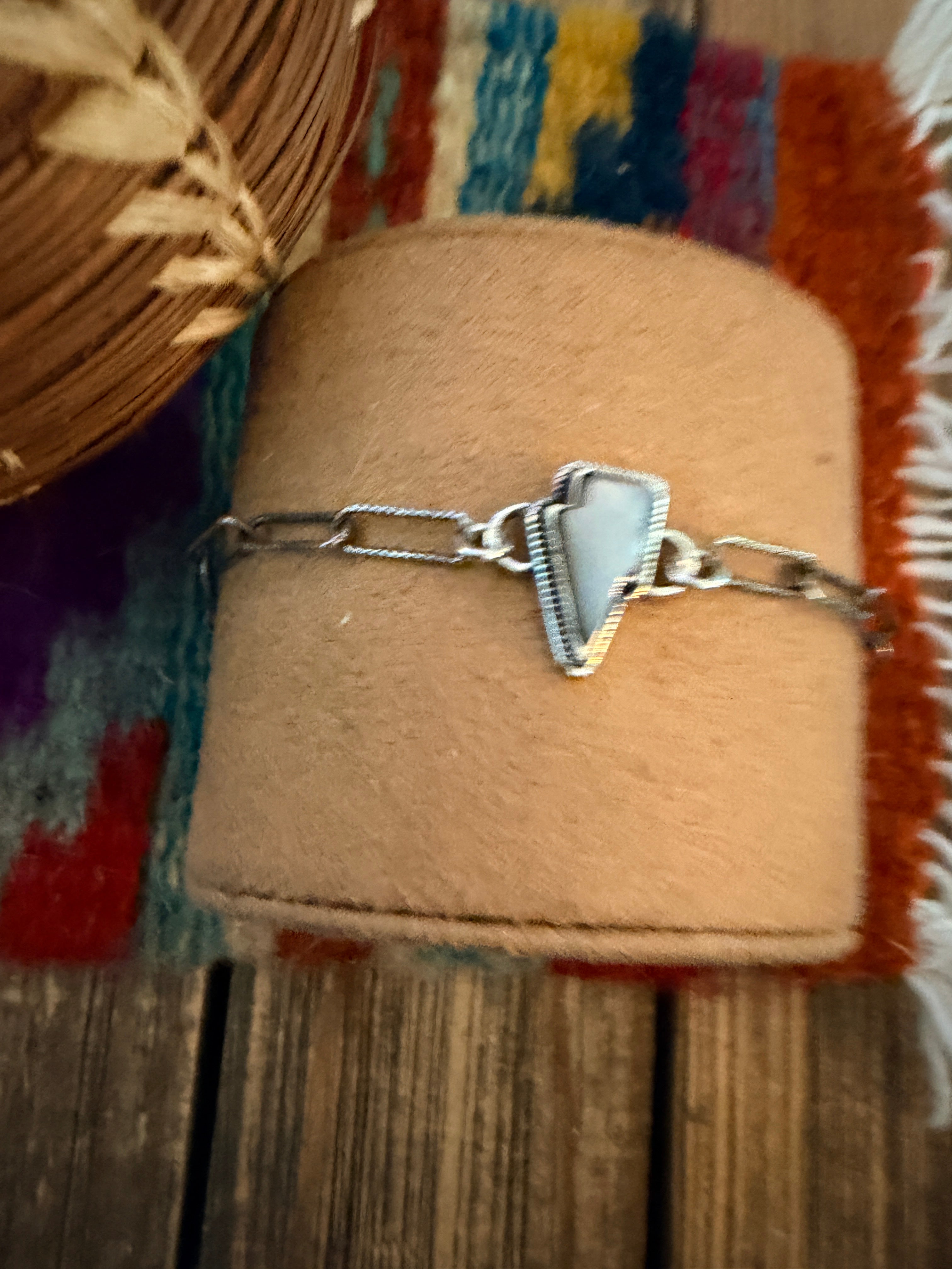 Handmade Moonstone & Sterling Silver Lightning Bolt Anklet