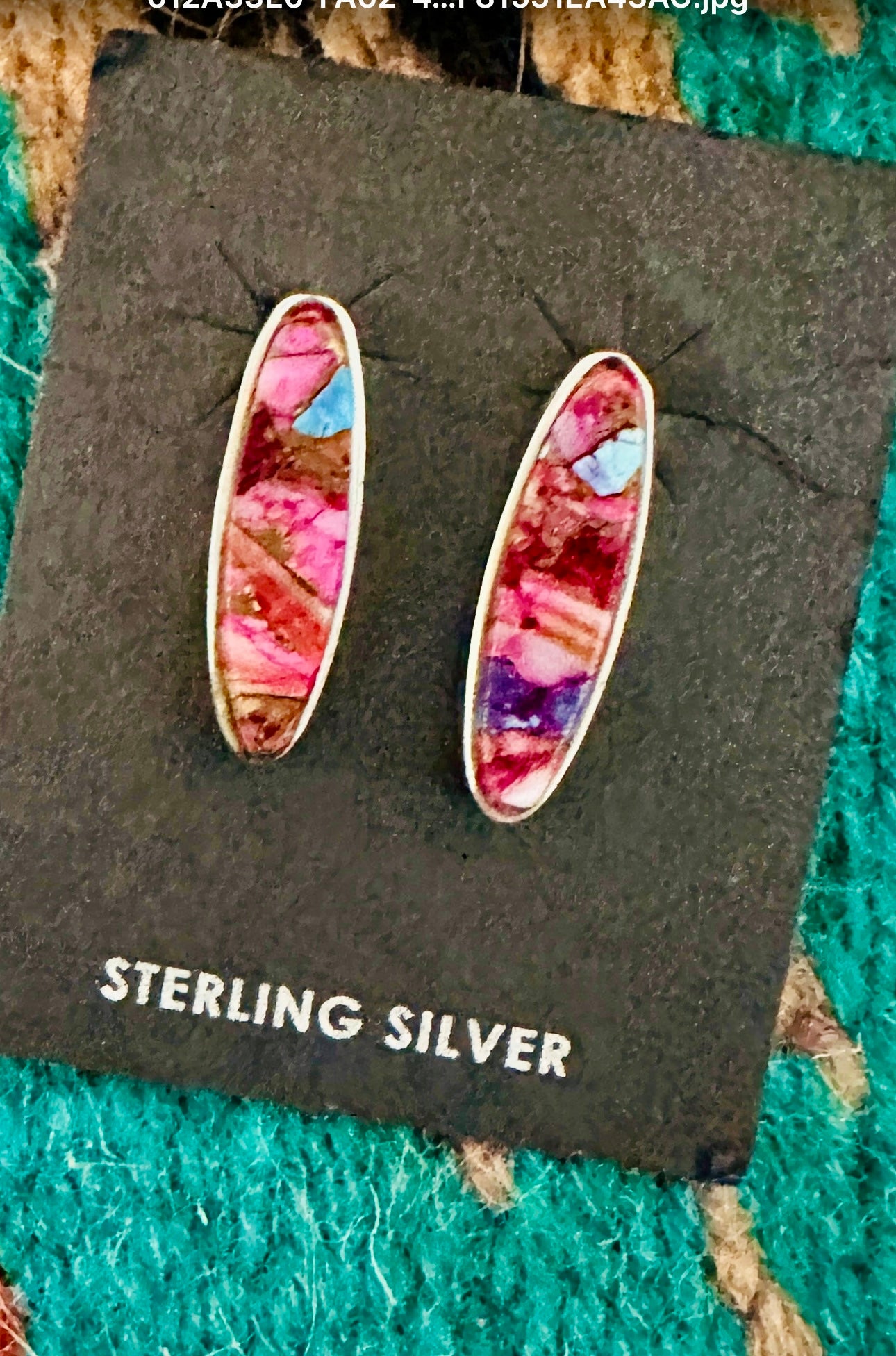 Navajo Pink Dream Mojave & Sterling Silver Oval Post Earrings