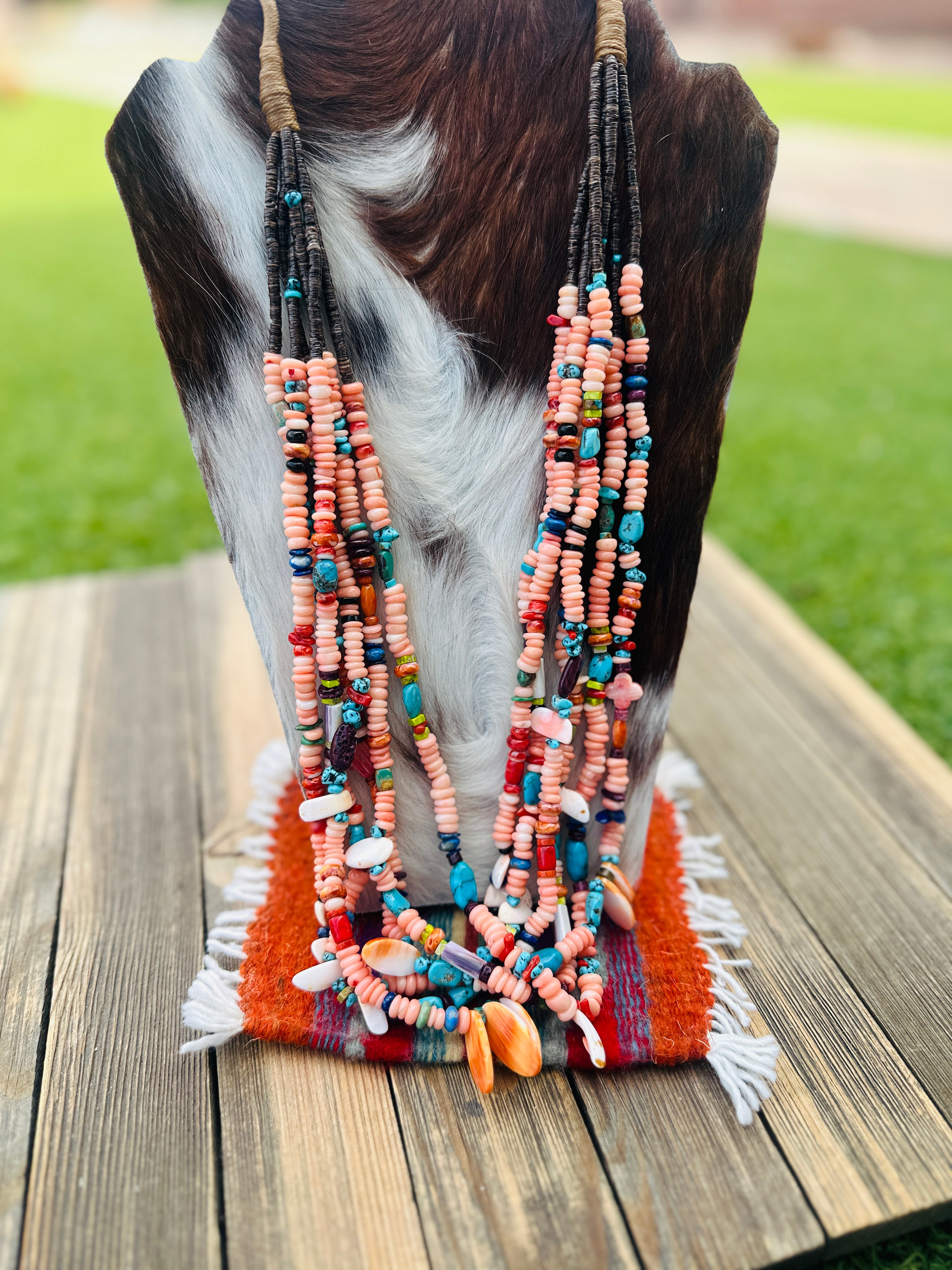 Old Pawn Handcrafted Multi Stone & Heishi Beaded 32” Necklace