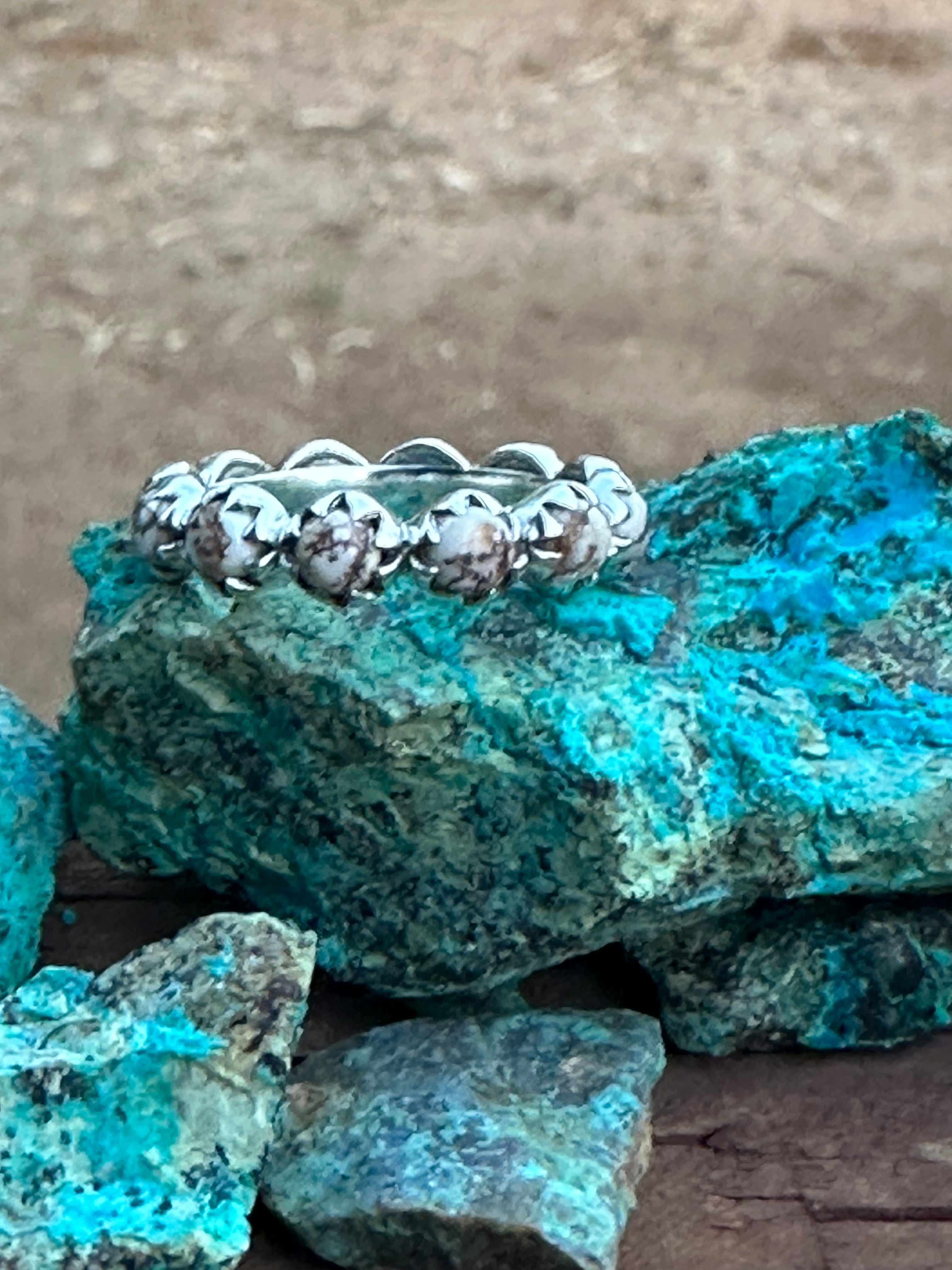 Natural Wild Horse & Sterling Silver Mini Eternity Band