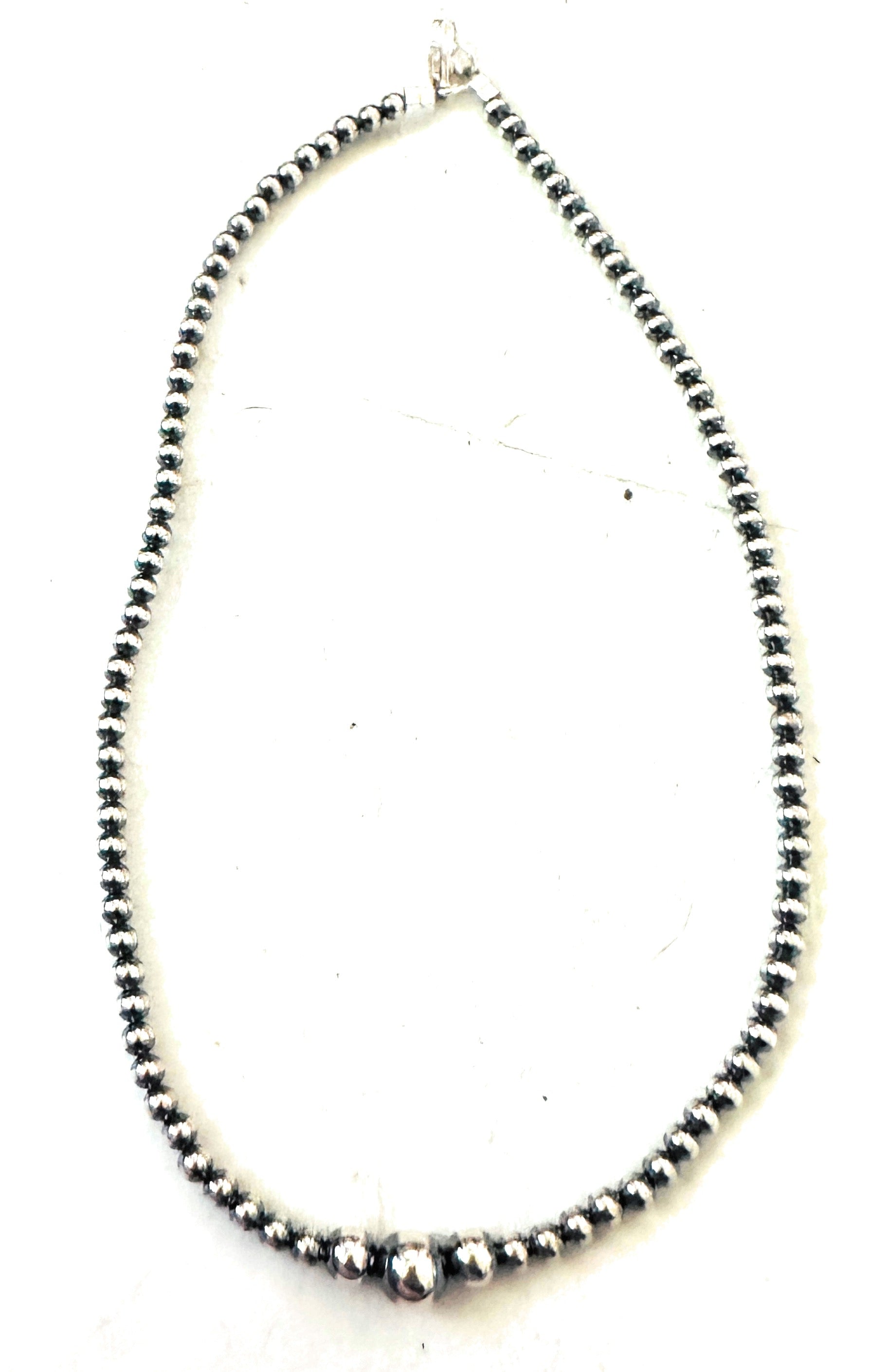 Navajo Sterling Silver Pearl 14” Beaded Necklace