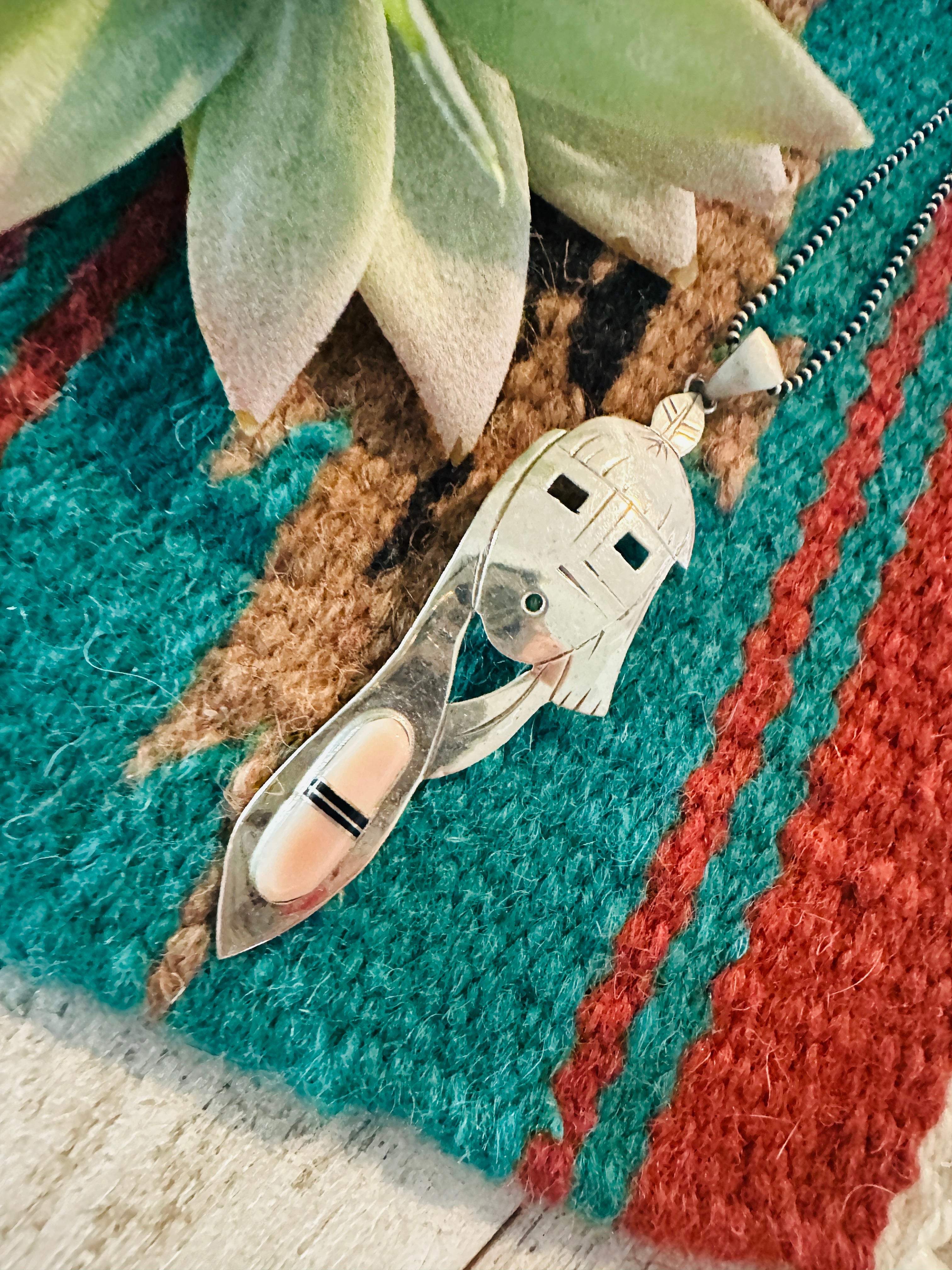 Navajo Sterling Silver & Mother of Pearl Kachina Pendant