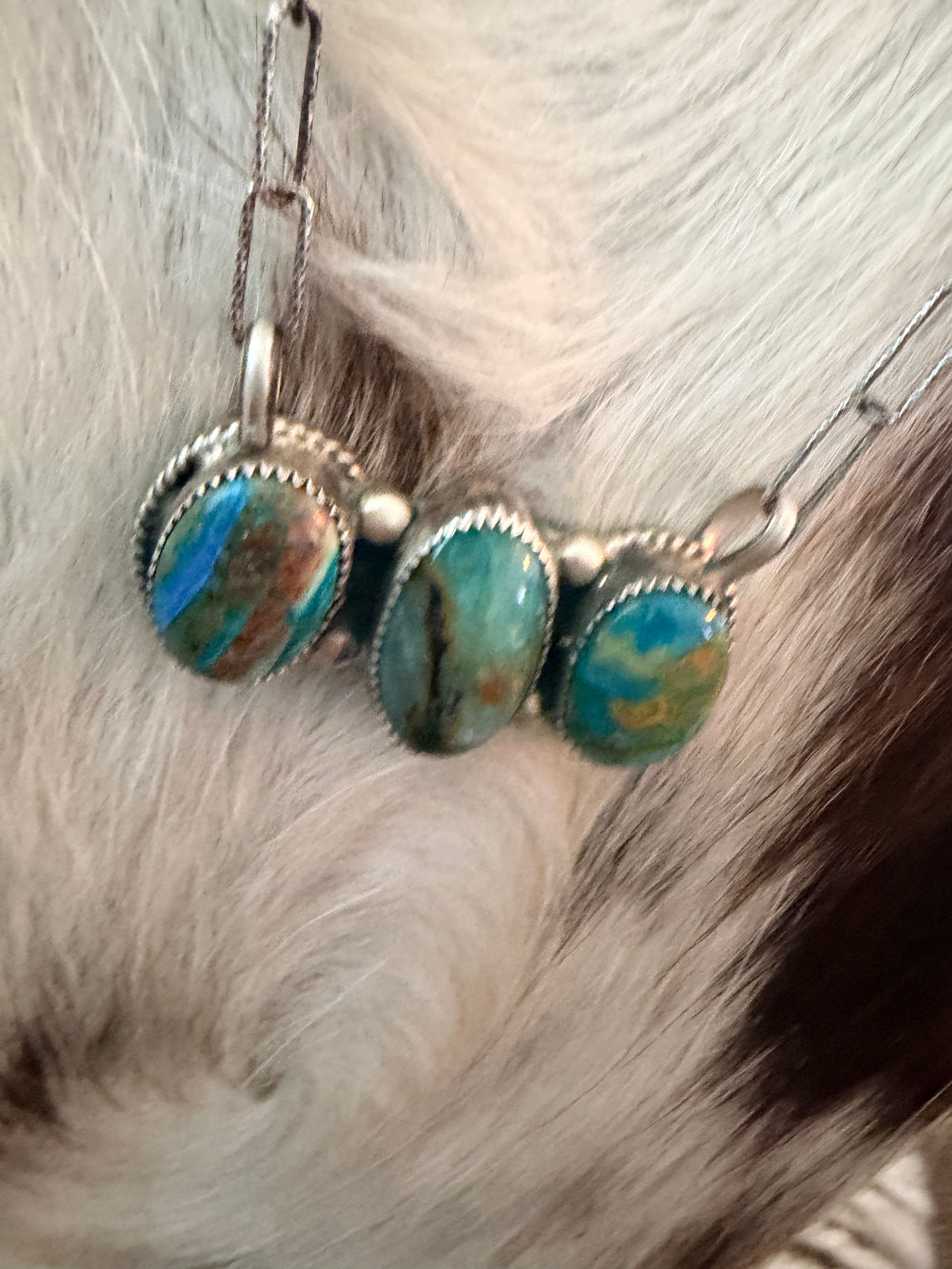 Handmade Sterling Silver & Peruvian Blue Opal Necklace
