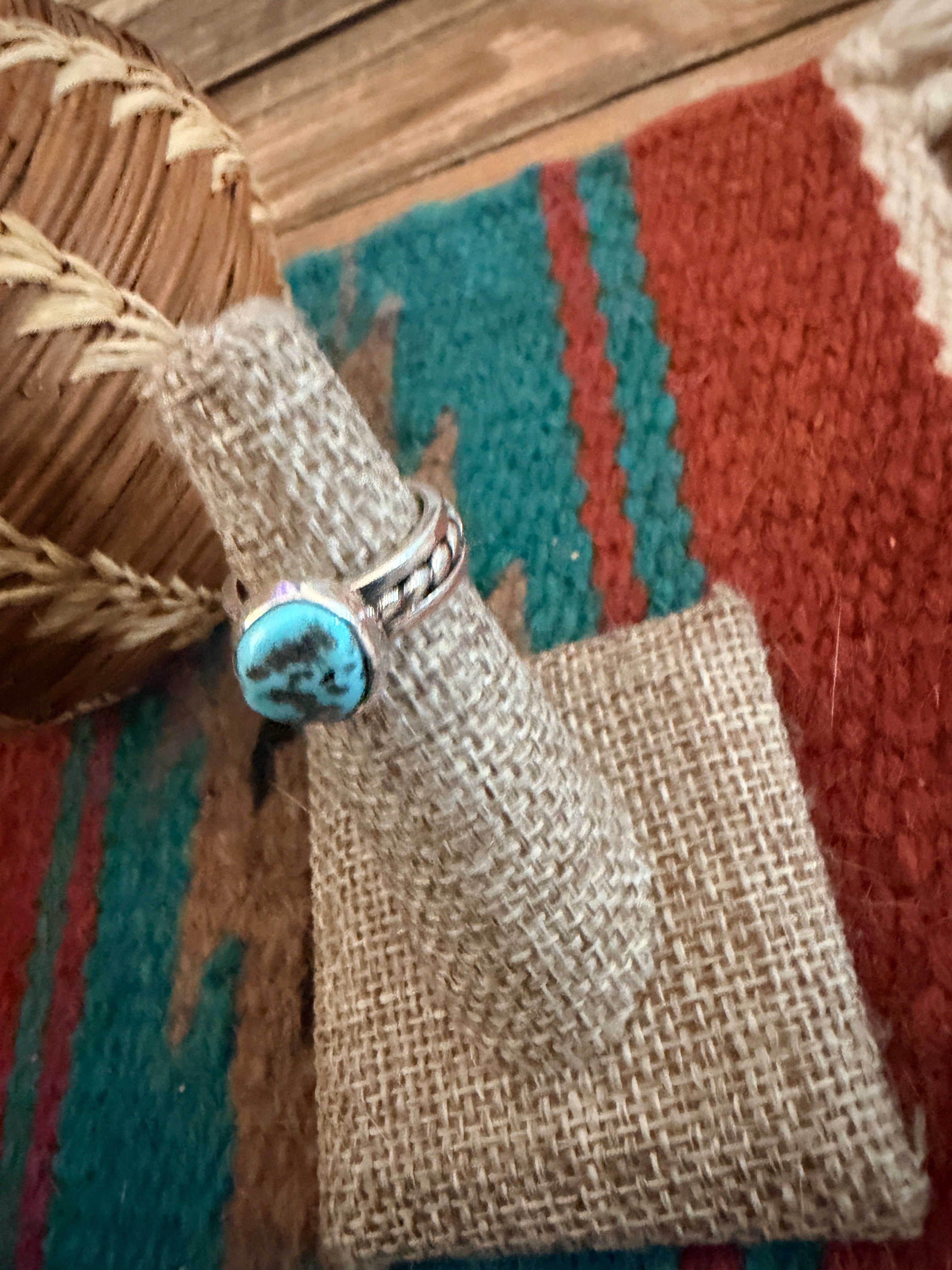 Handcrafted Turquoise & Sterling Silver Ring Size 4.75