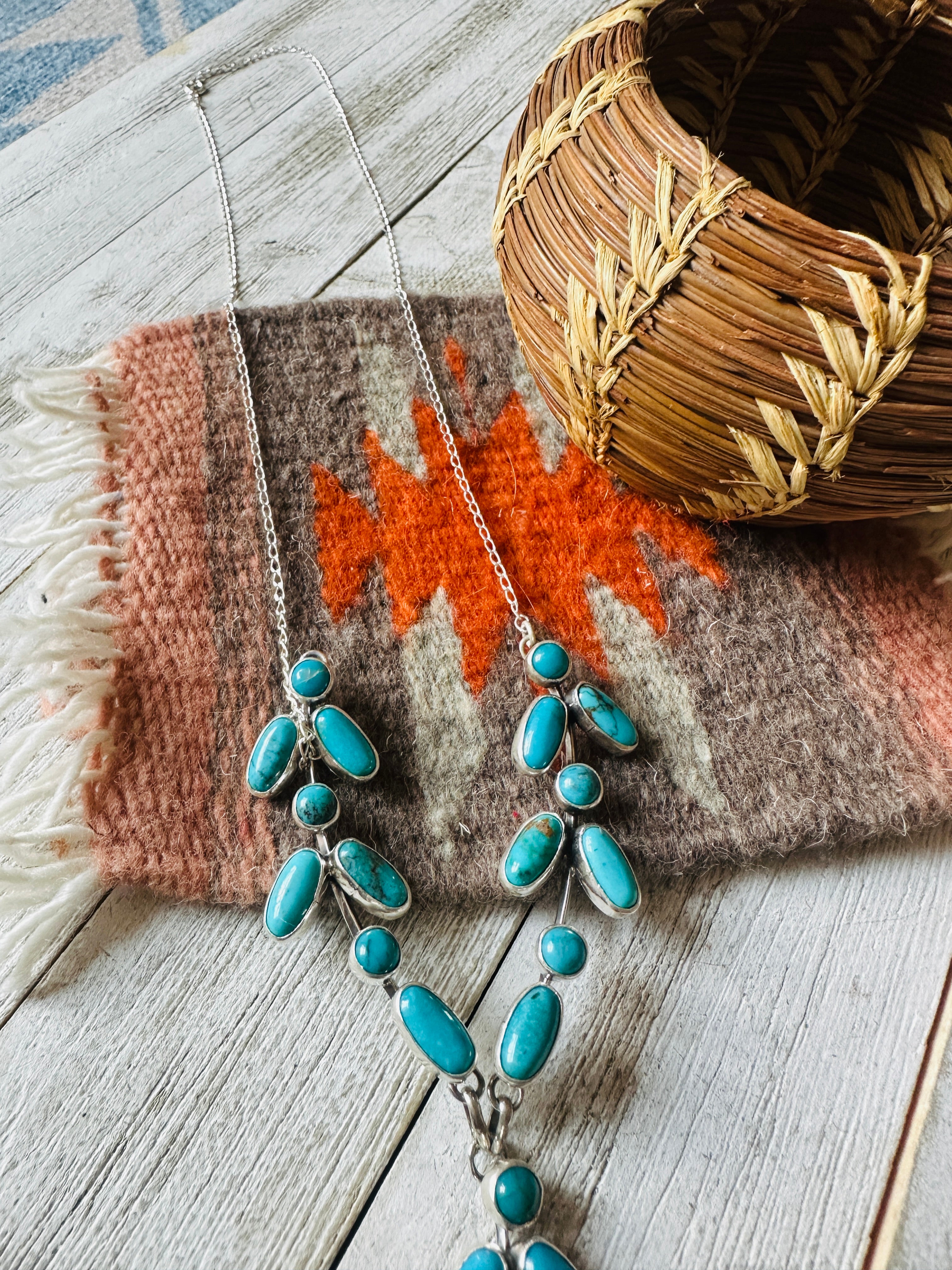 Navajo Sterling Silver & Turquoise Vine Necklace