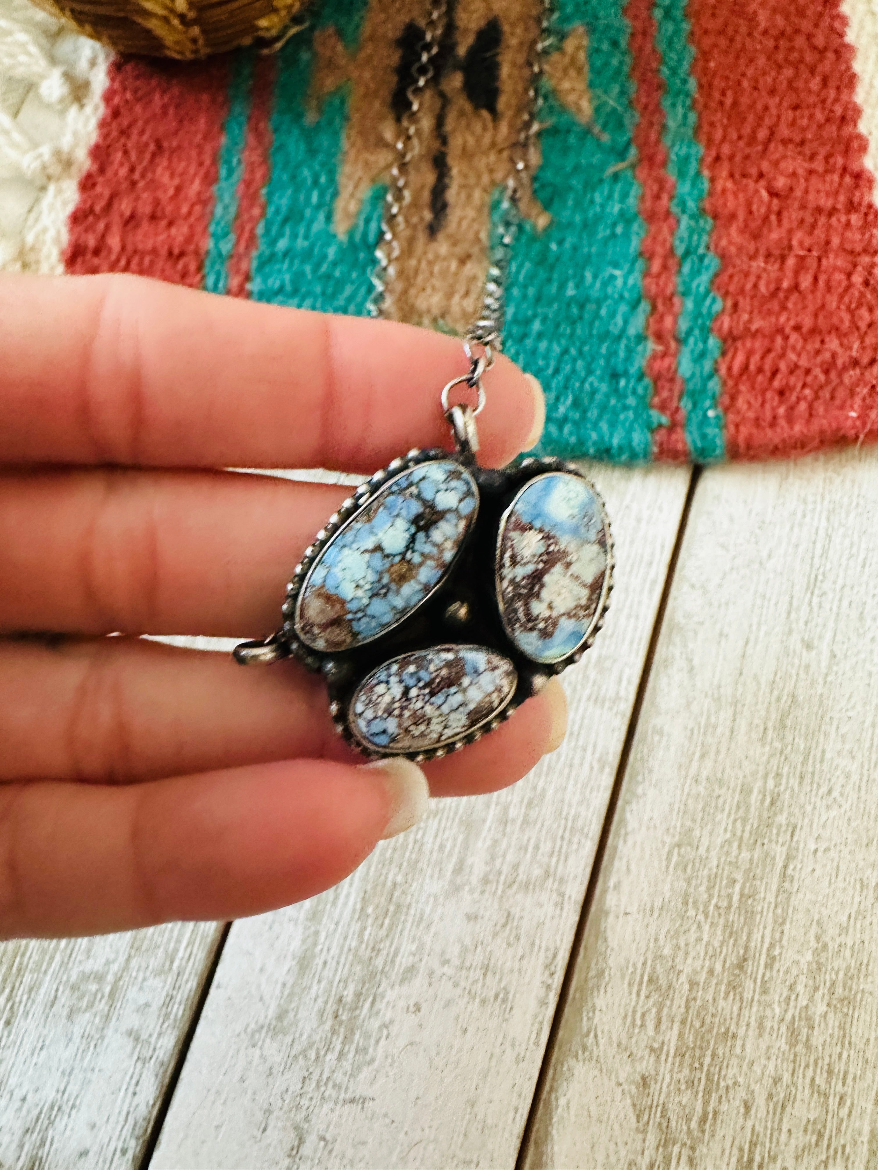 Handcrafted Sterling Silver & Golden Hills Turquoise Cluster Necklace