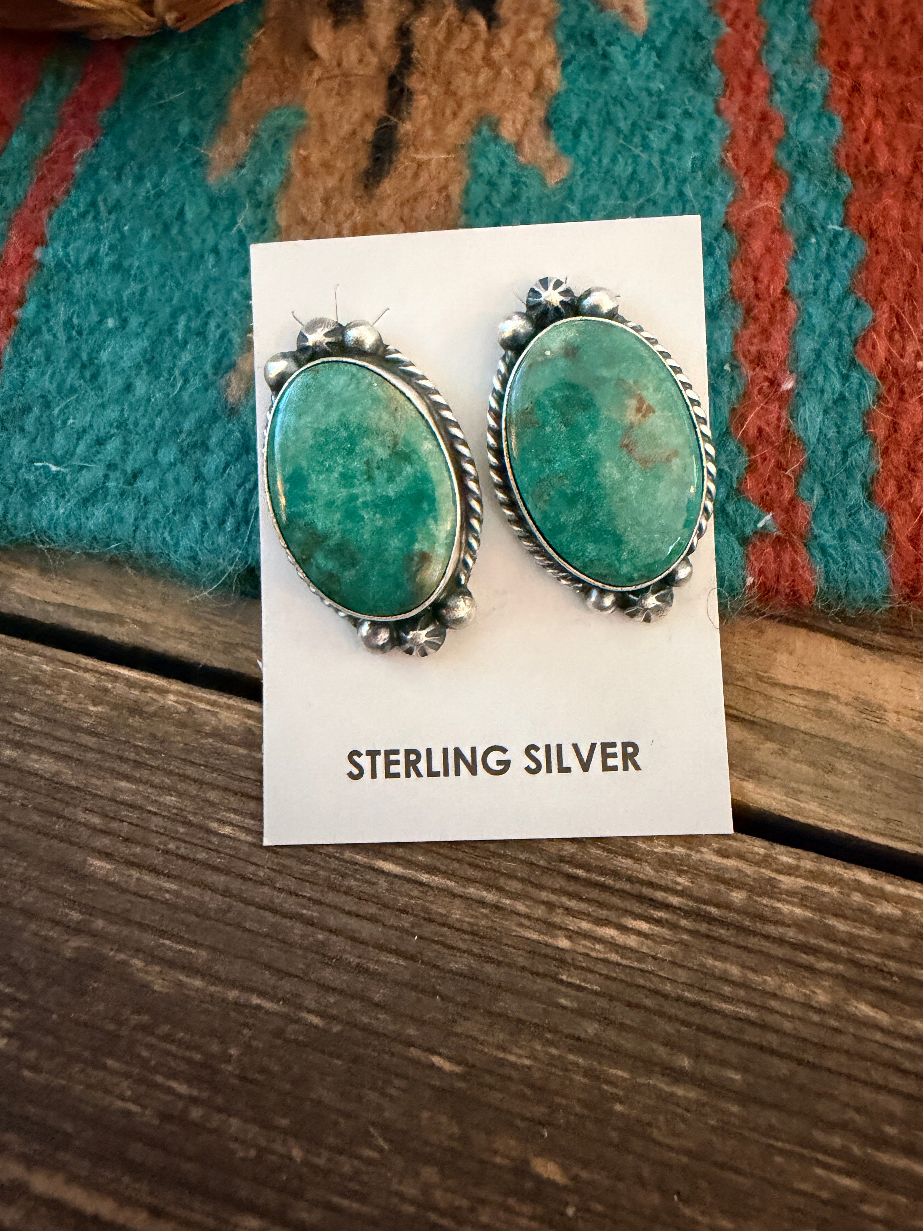 Handcrafted Turquoise & Sterling Silver Post Earrings