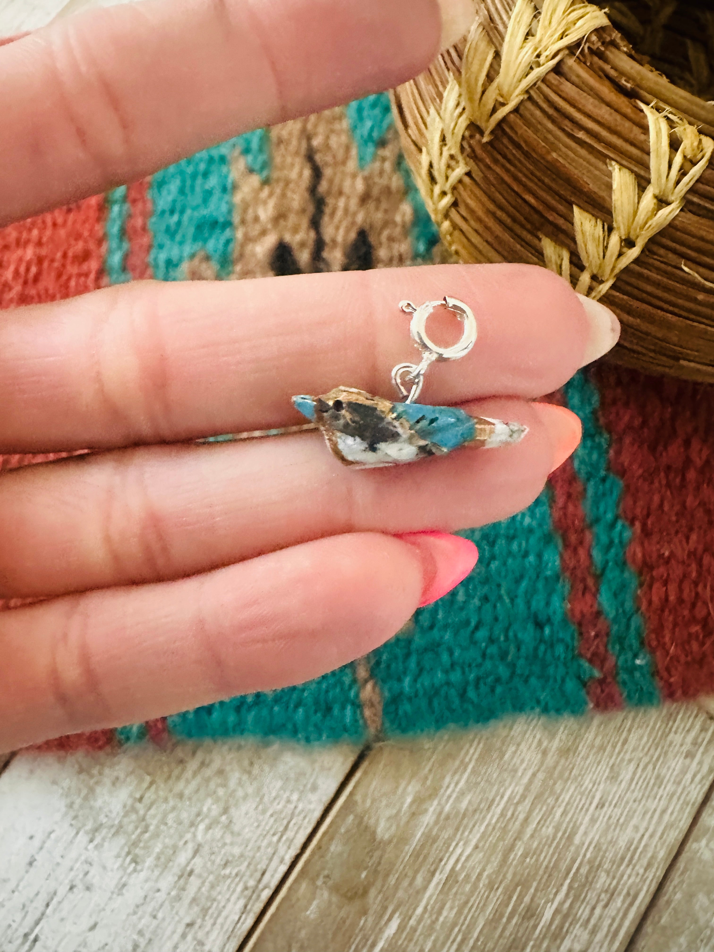 Handcrafted & Hand Carved Blue Mojave Bird Charm