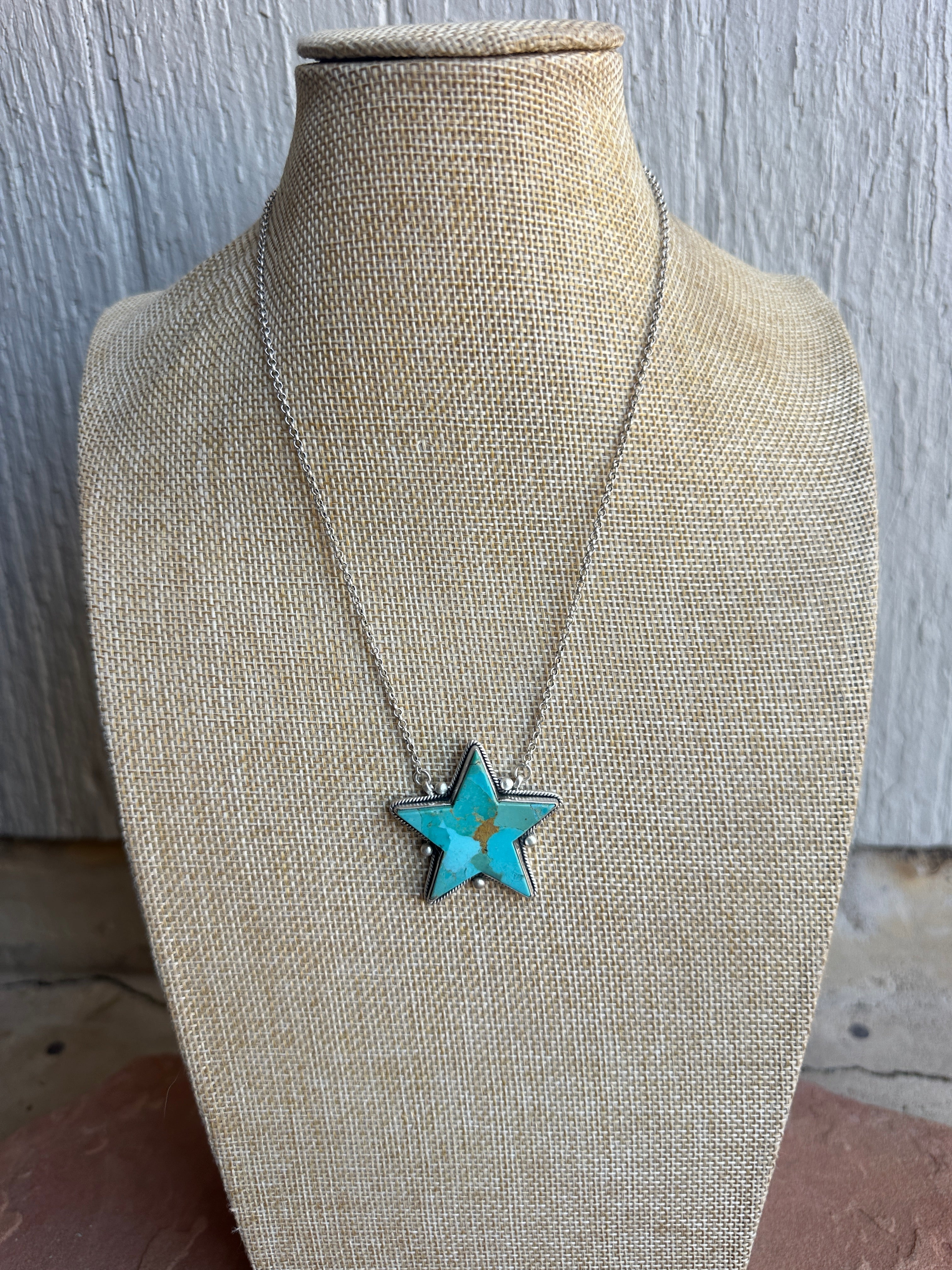 Handmade Sterling Silver & Turquoise Star Necklace