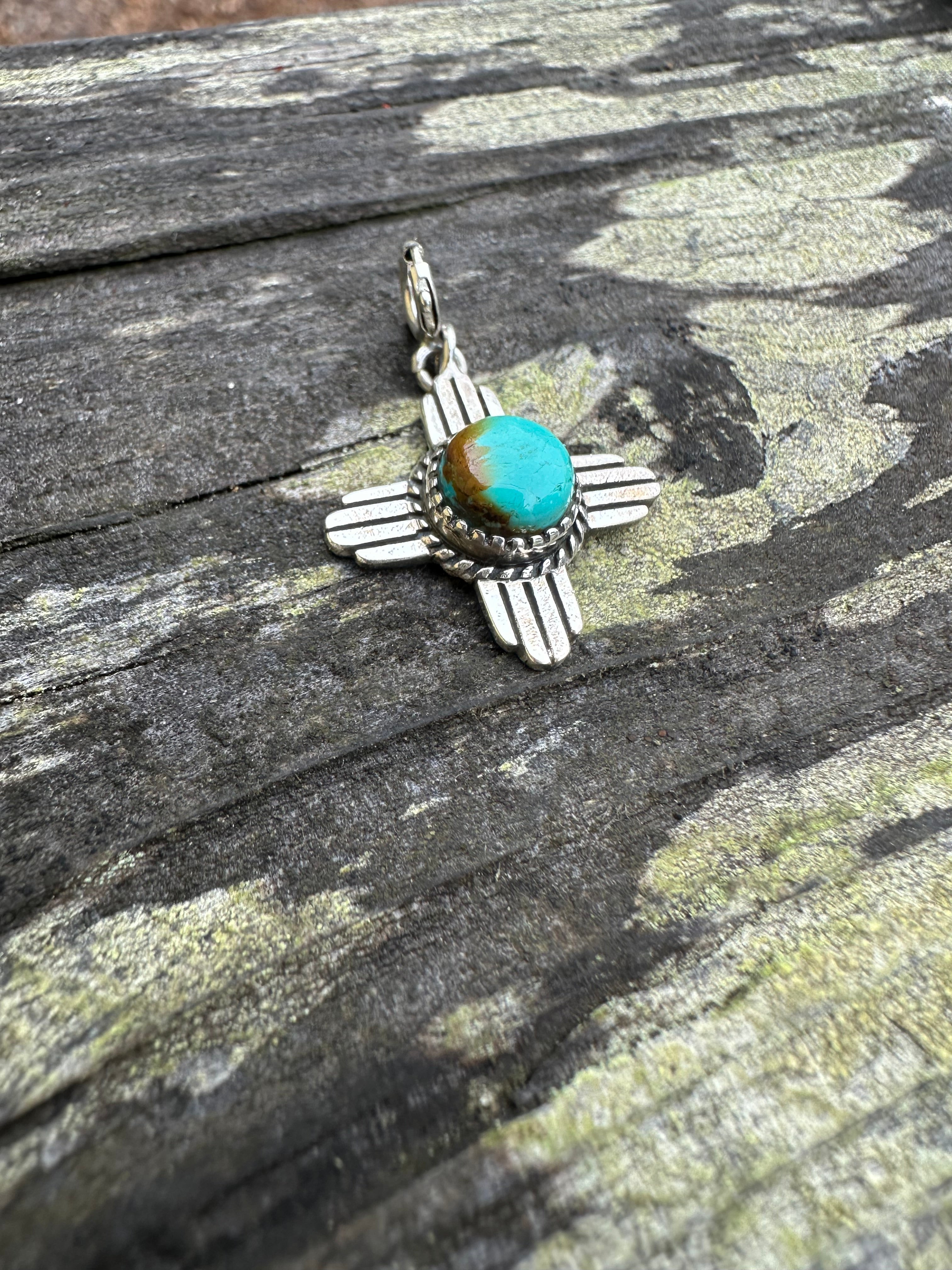 Sterling Silver and Turquoise Zia Charm