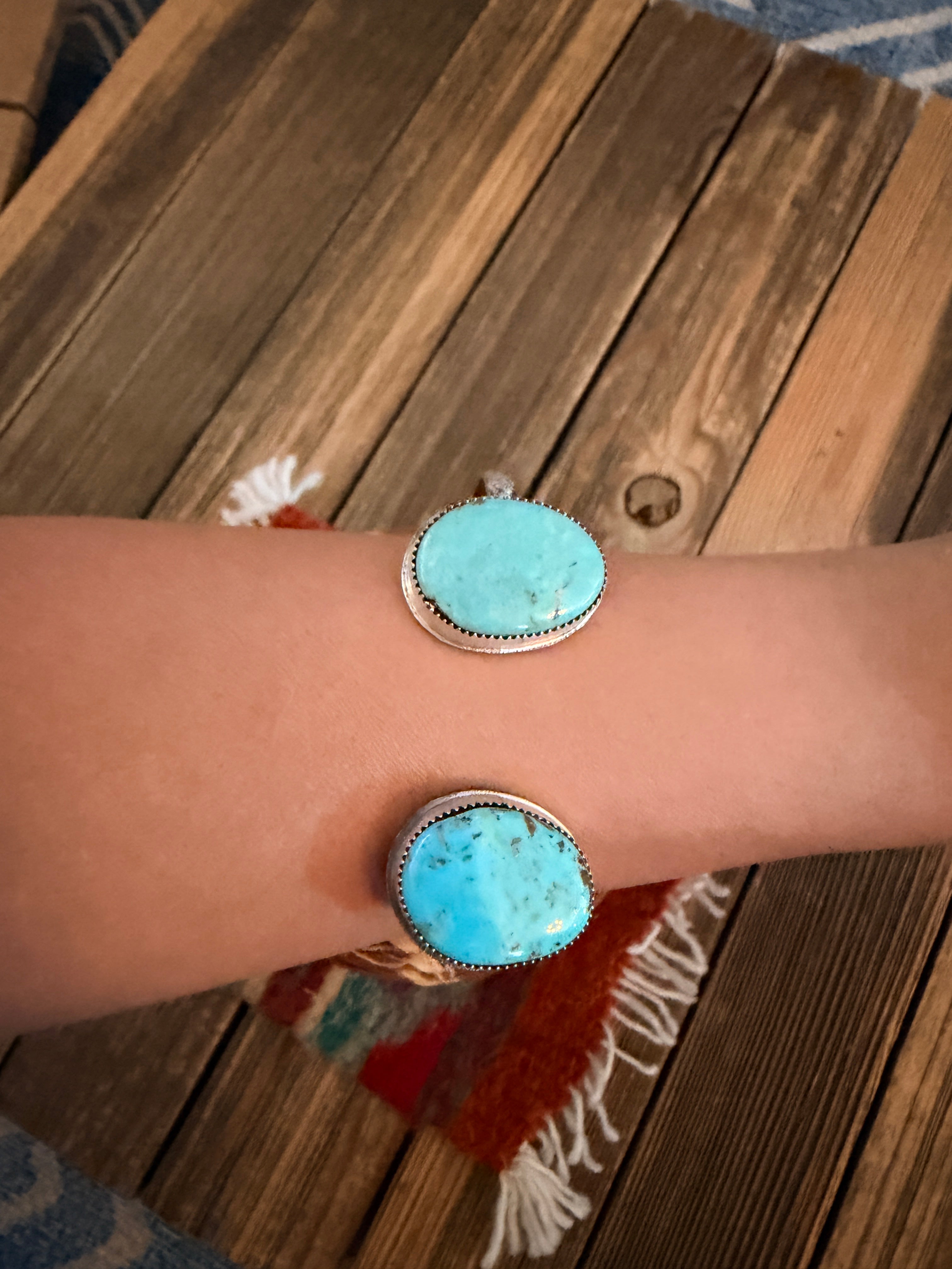 Handmade Turquoise & Sterling Silver Floating Cuff Bracelet
