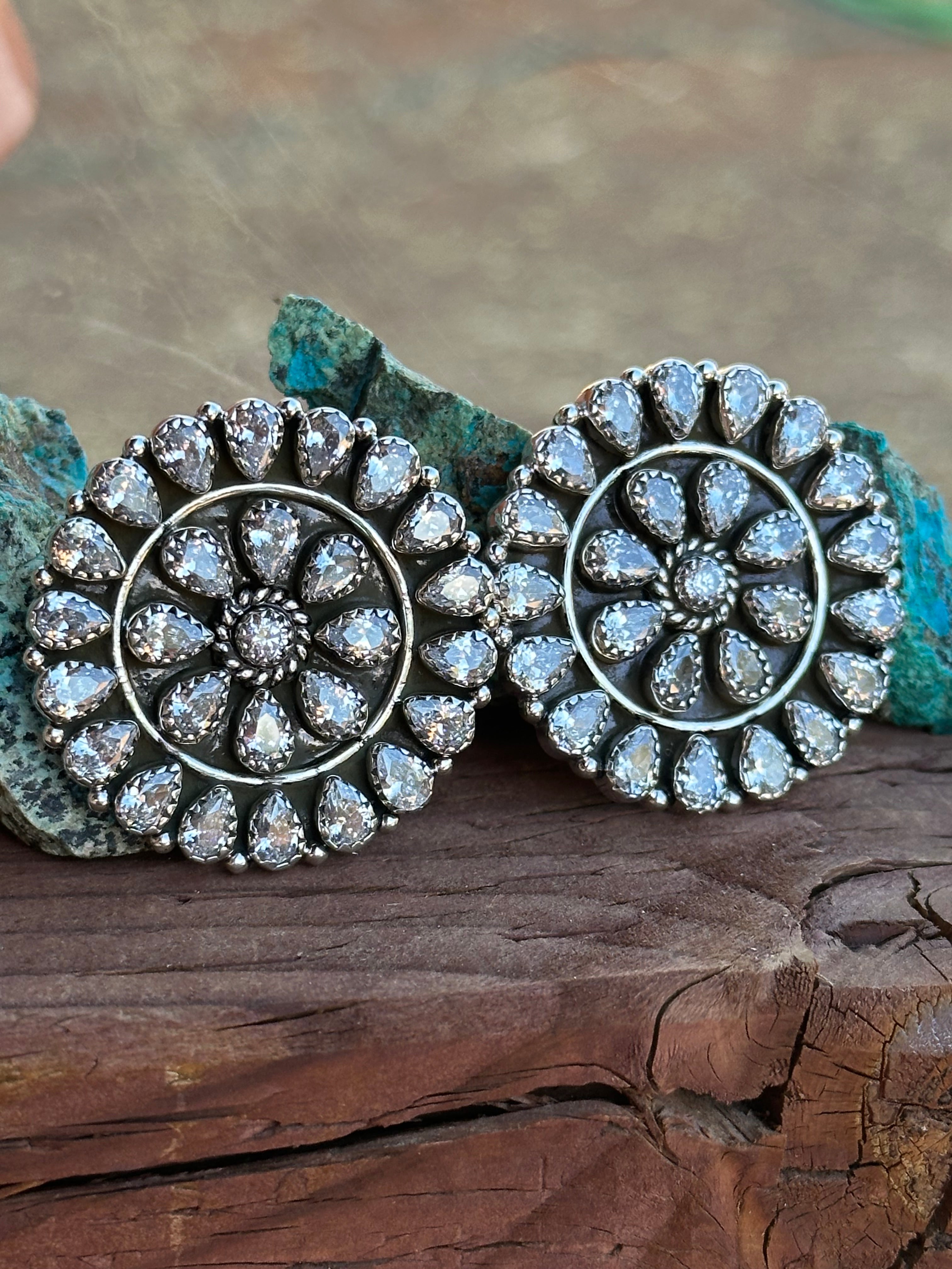 Rhinestone Cowgirl Handmade CZ & Sterling Silver Post Earrings