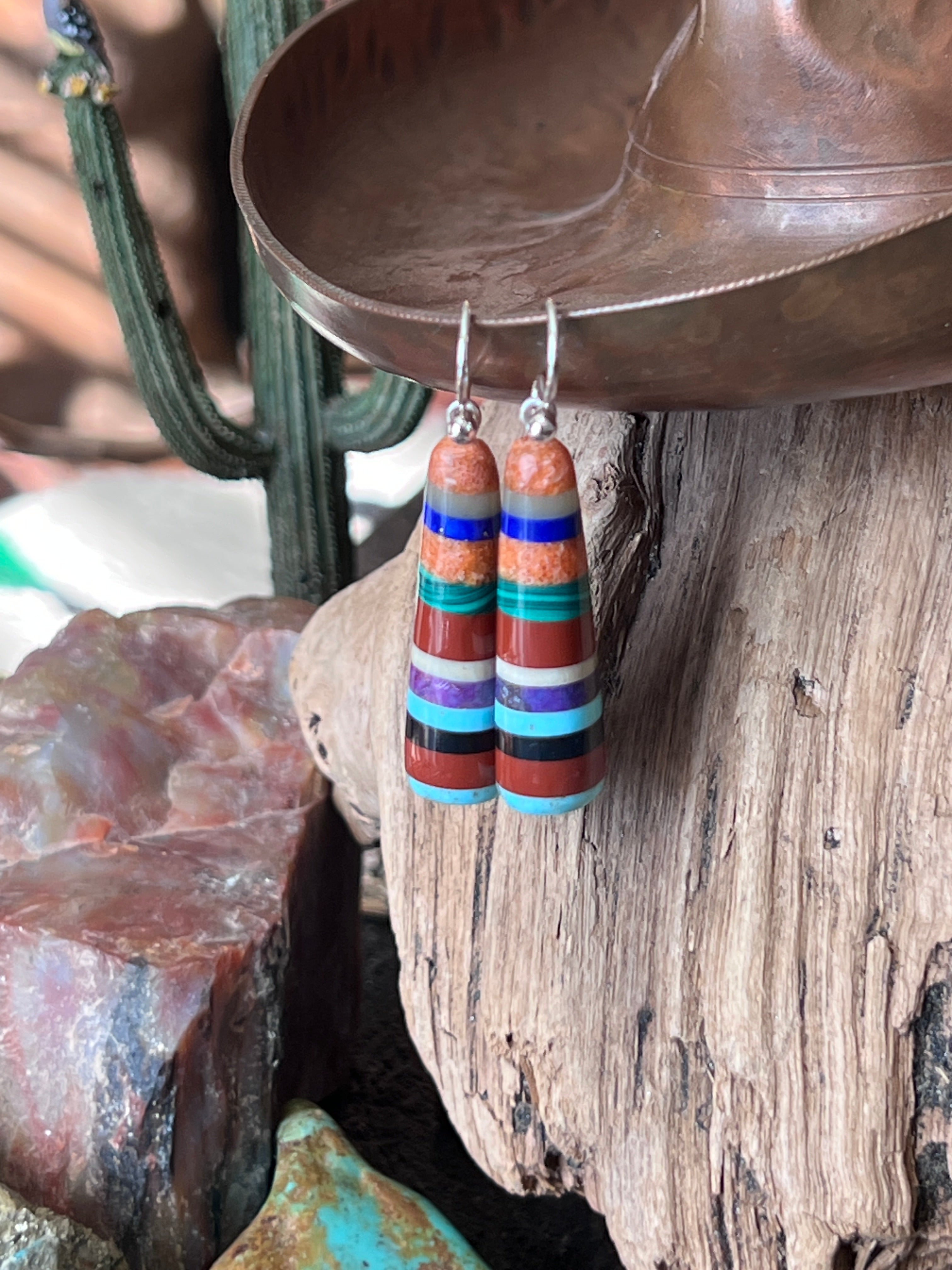 Santo Domingo Layered Multistone Earrings by Ronald Chavez, Stacked Gems #4