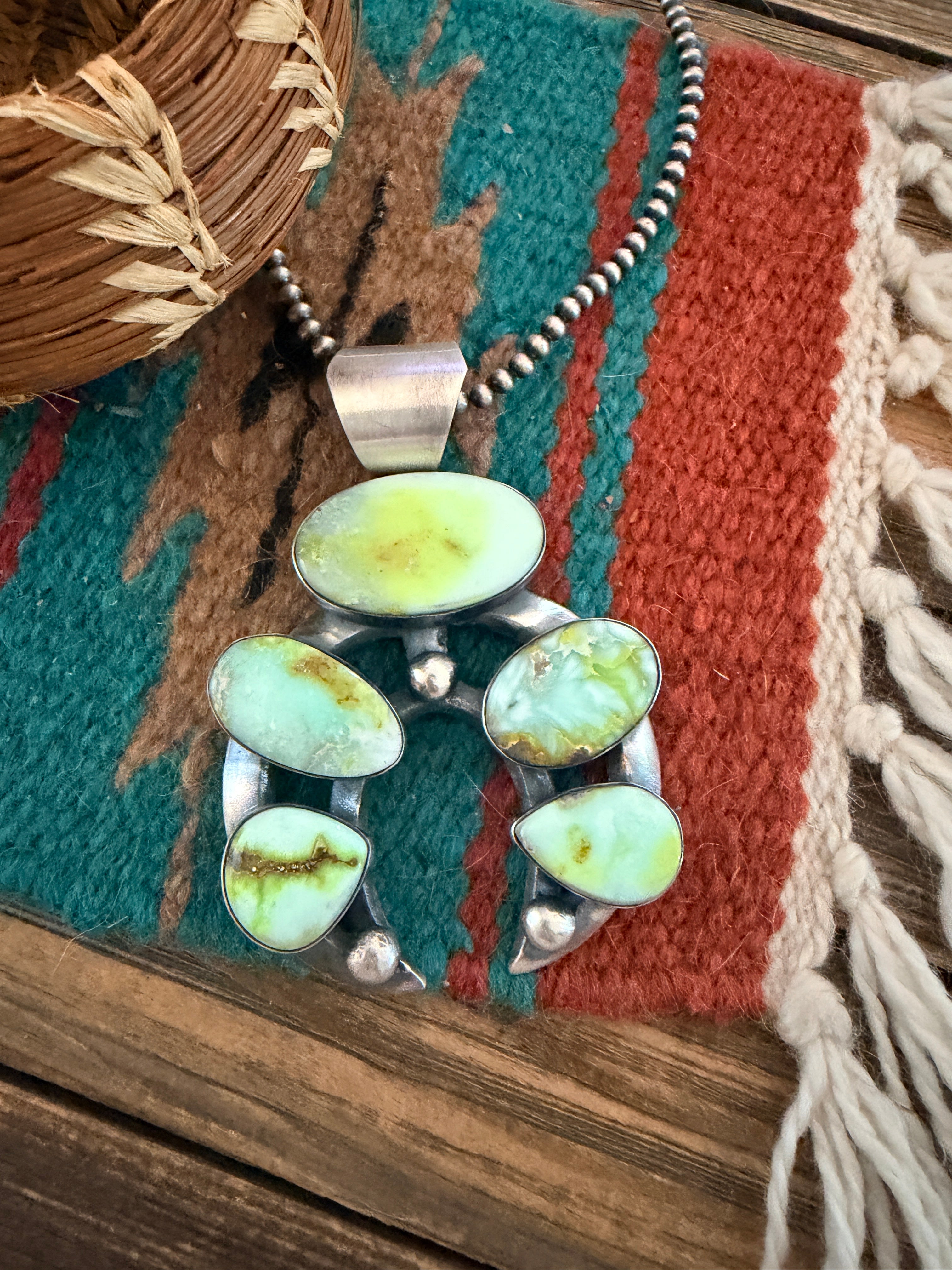 Handcrafted Sterling Silver & Palomino Turquoise Naja Pendant by Chimney Butte