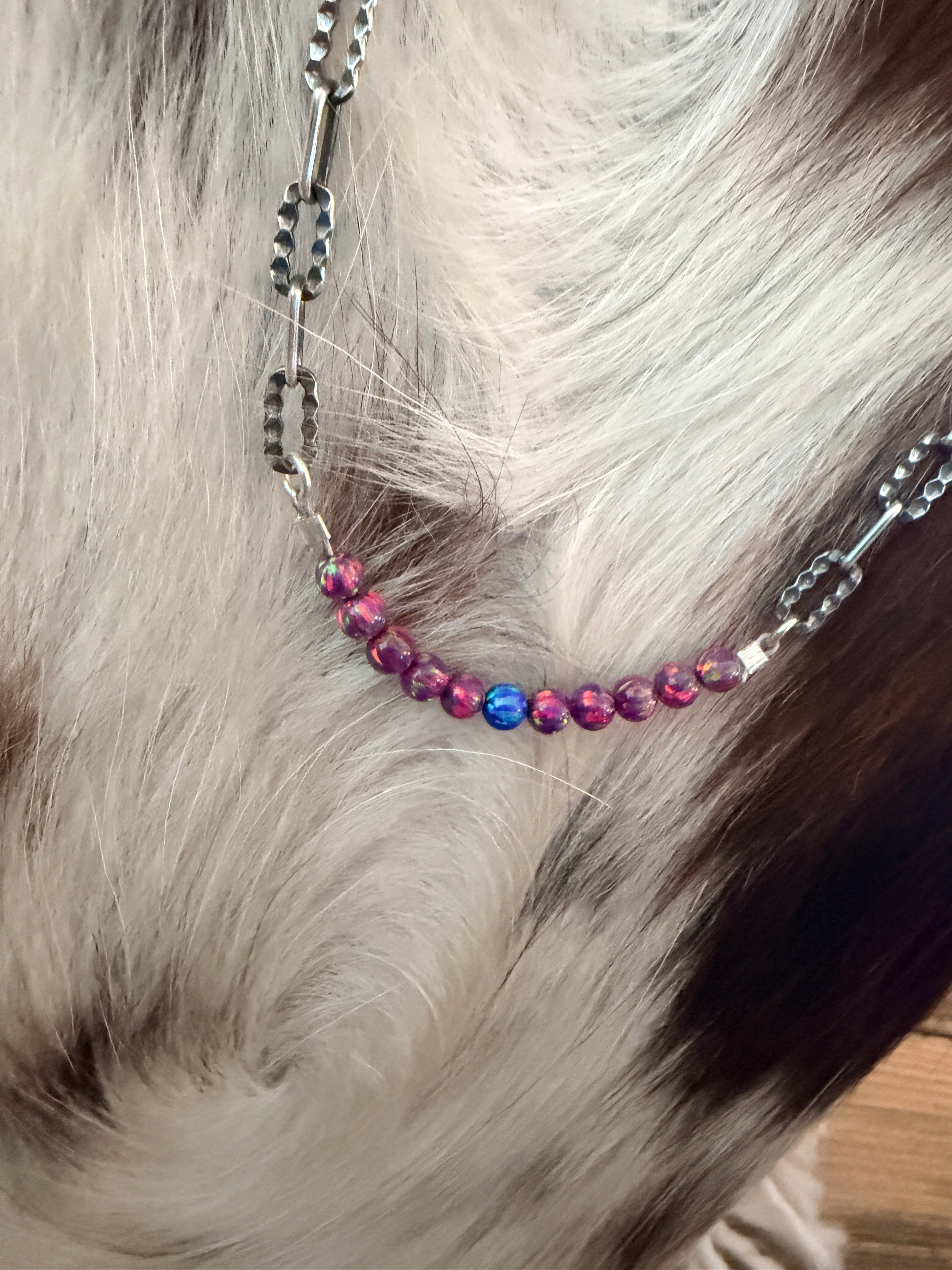 Handmade Sterling Silver & Fire Opal Beaded Necklace