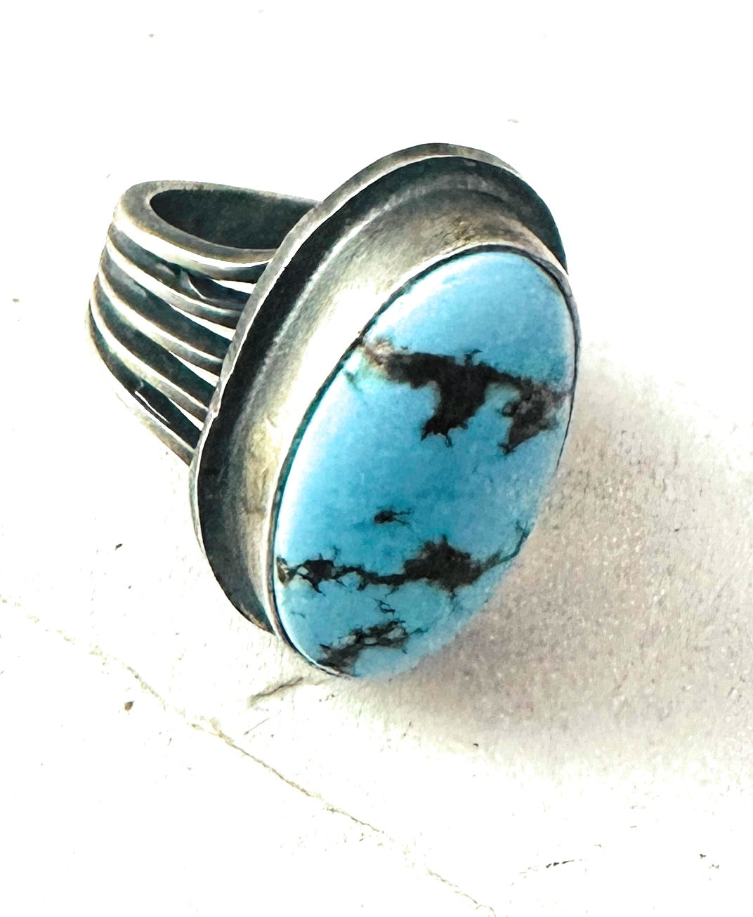 Navajo Golden Hills Turquoise & Sterling Silver Ring Size 6.5