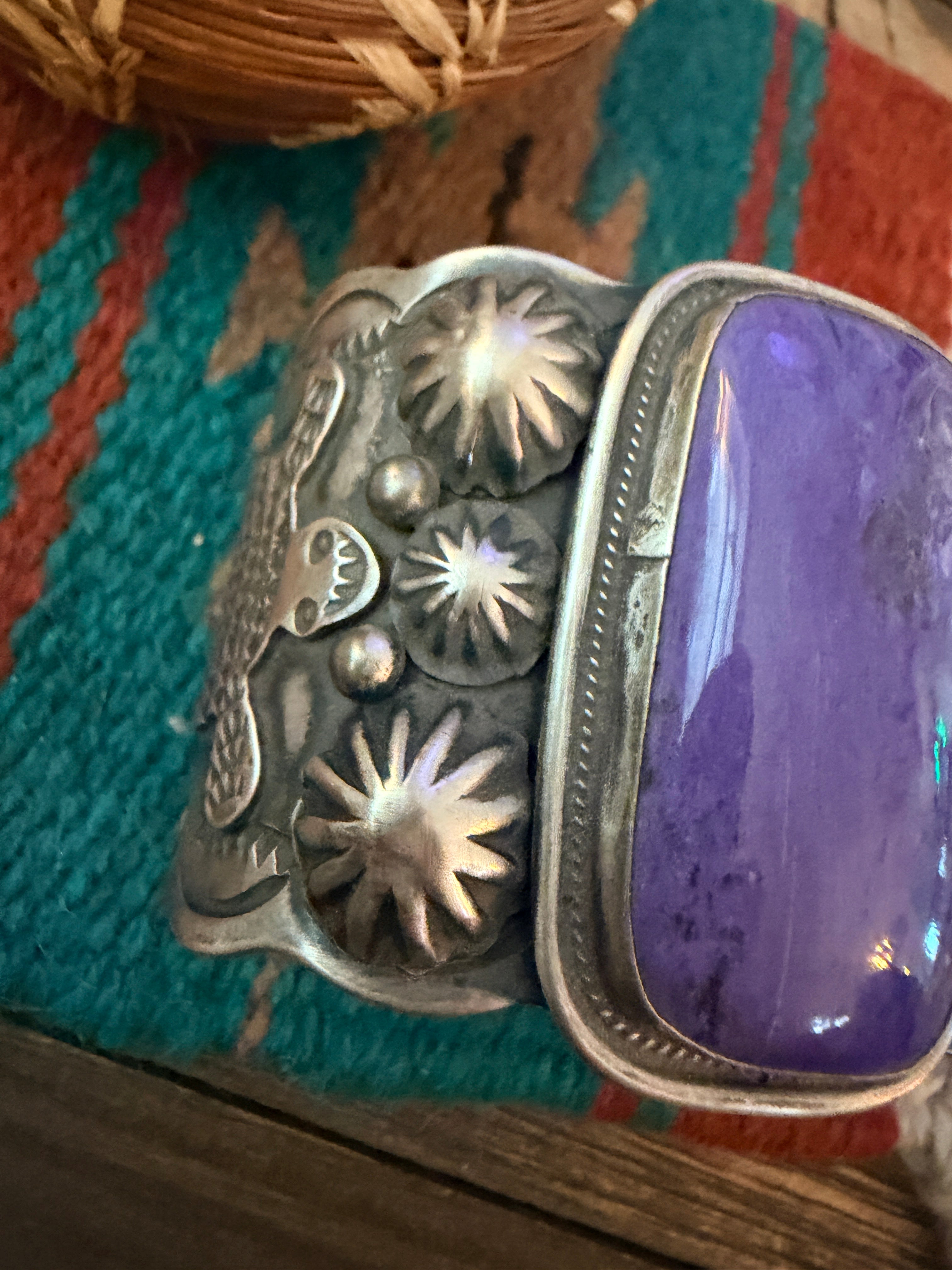 Handcrafted Charoite & Sterling Silver Cuff Bracelet by Chimney Butte