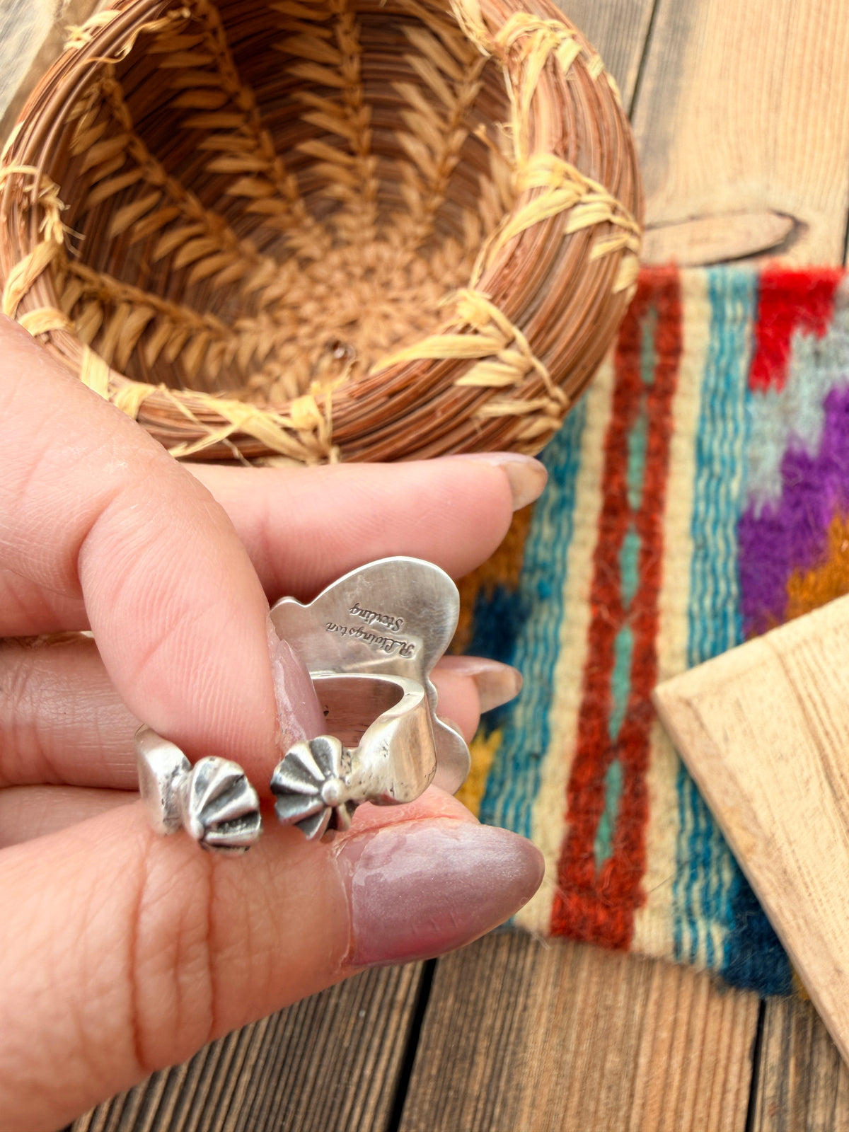 Handcrafted Spiny Oyster, Turquoise & Sterling Silver Adjustable Cluster Ring by Robert Livingston