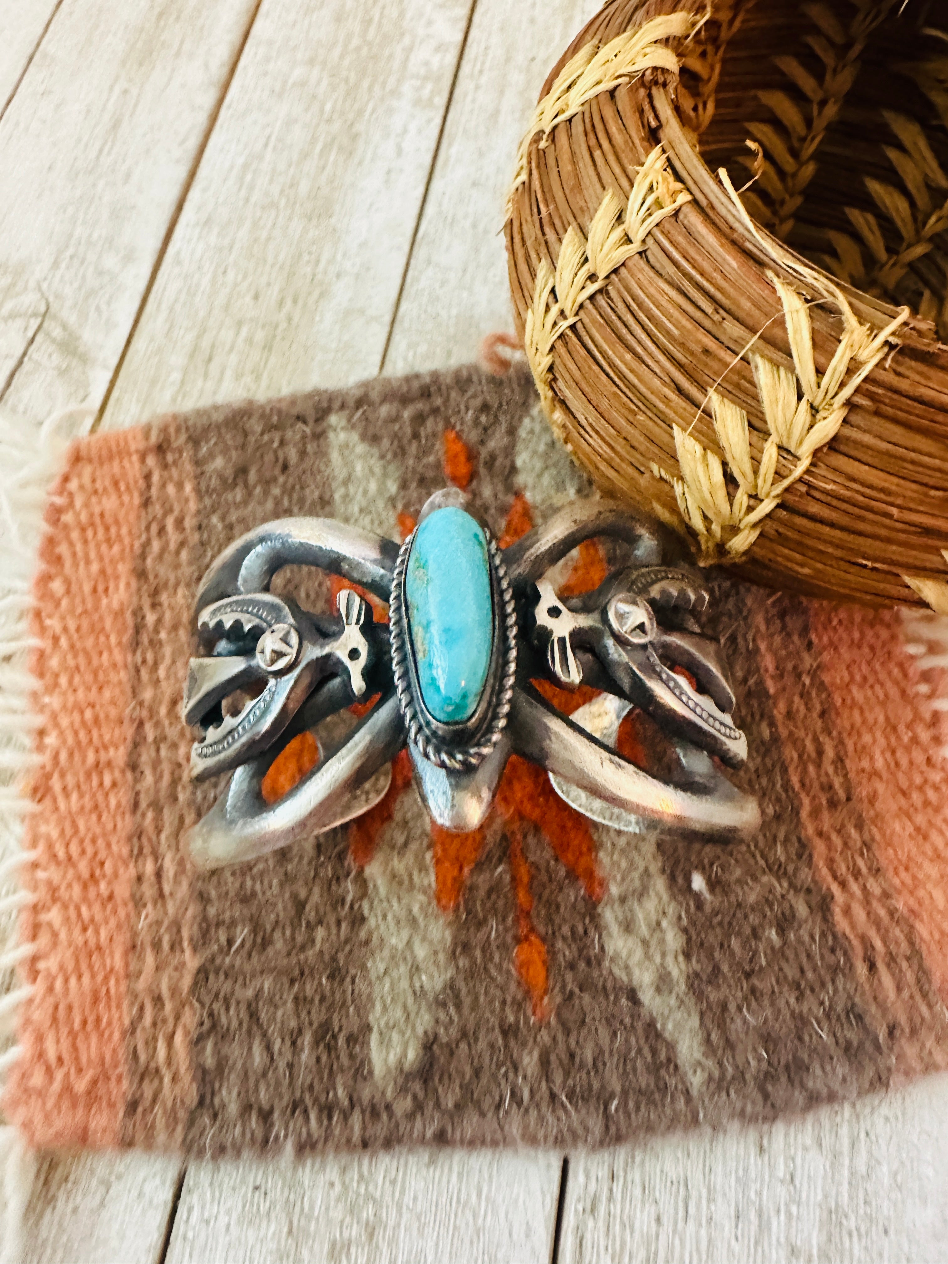 Handcrafted Turquoise & Sterling Silver Cuff Bracelet by Chimney Butte