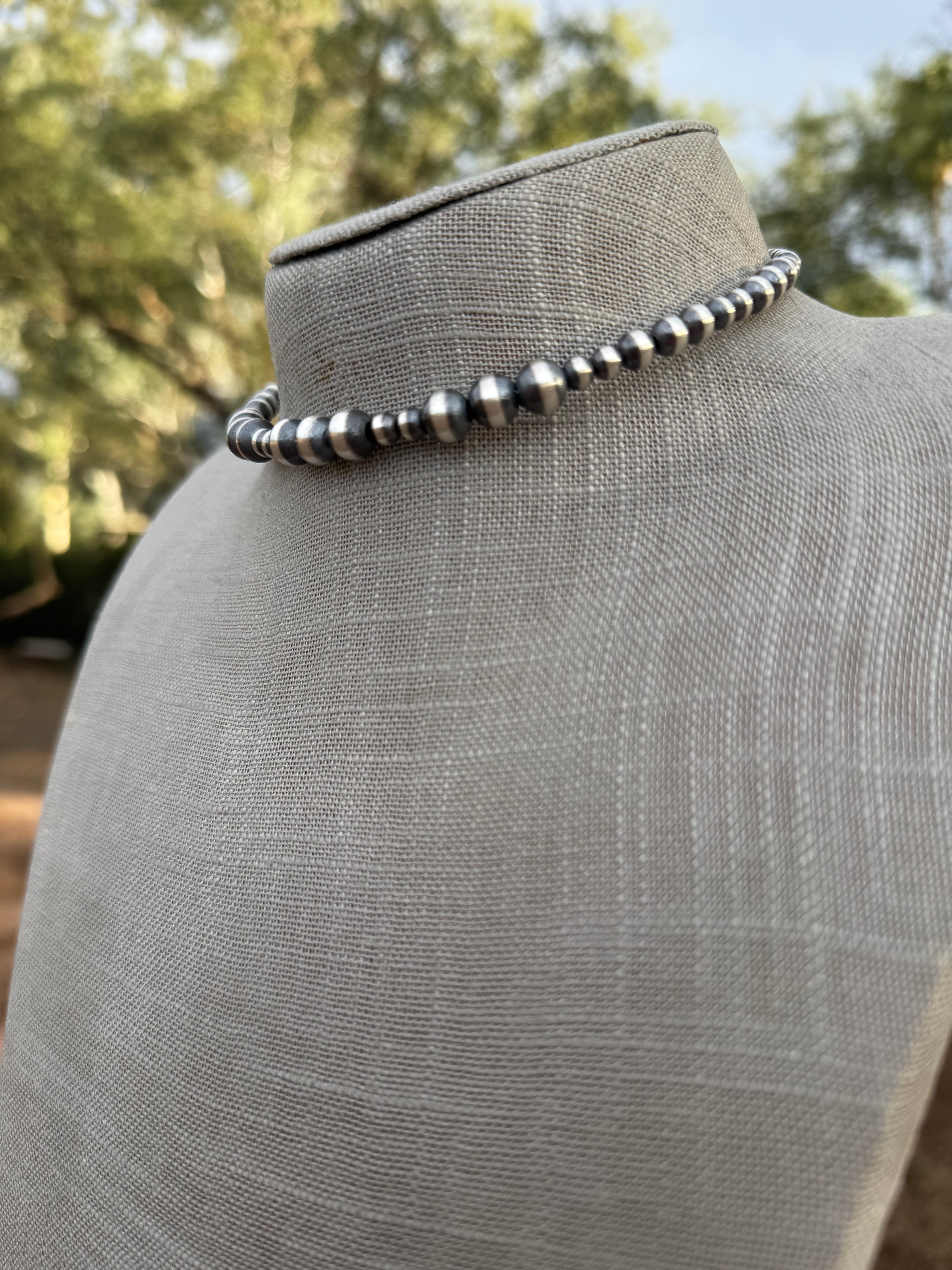 Handcrafted Sterling Silver Beaded Wrap Choker Necklace