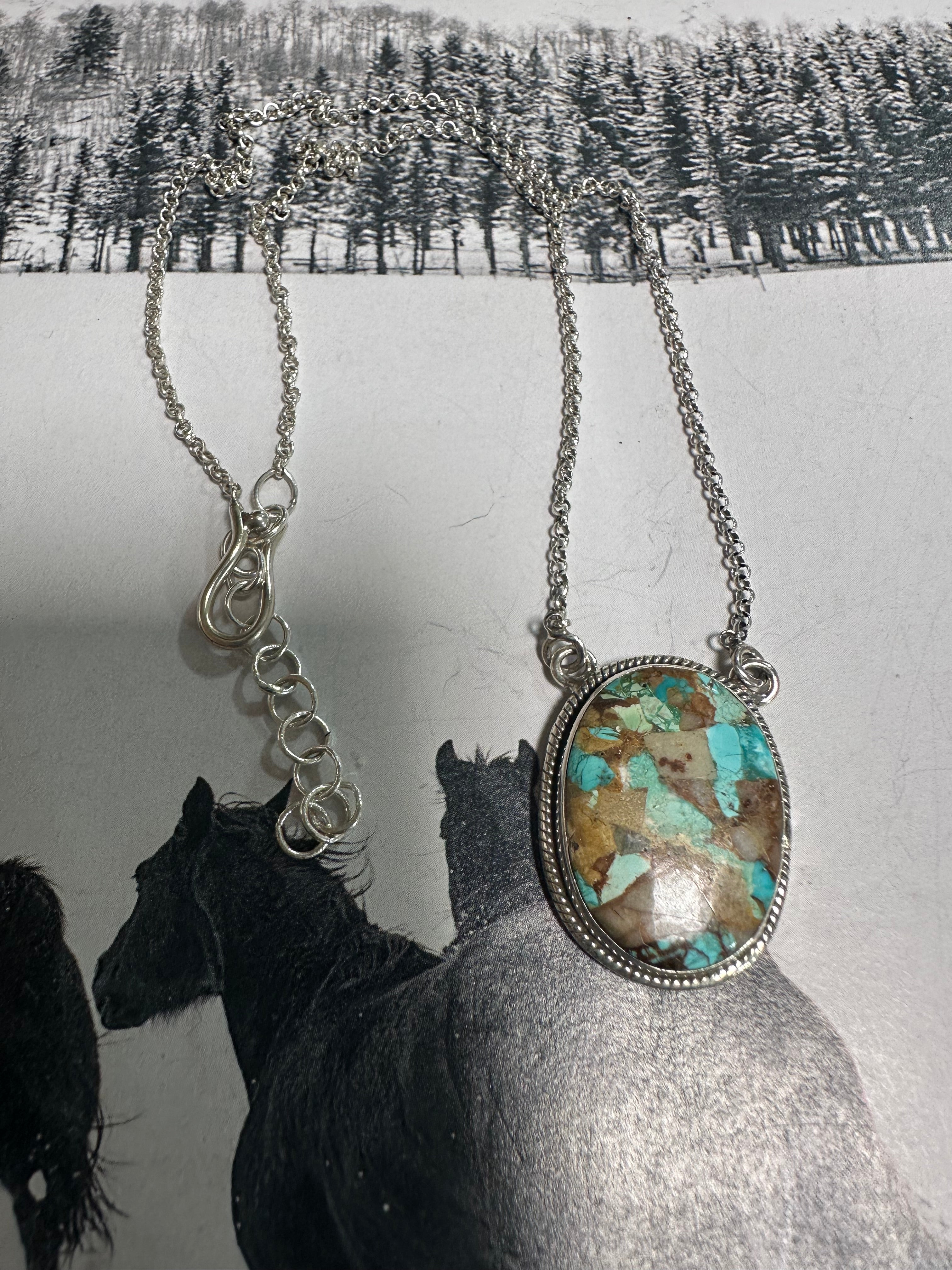 Handmade Sterling Silver & Royston Turquoise Necklace