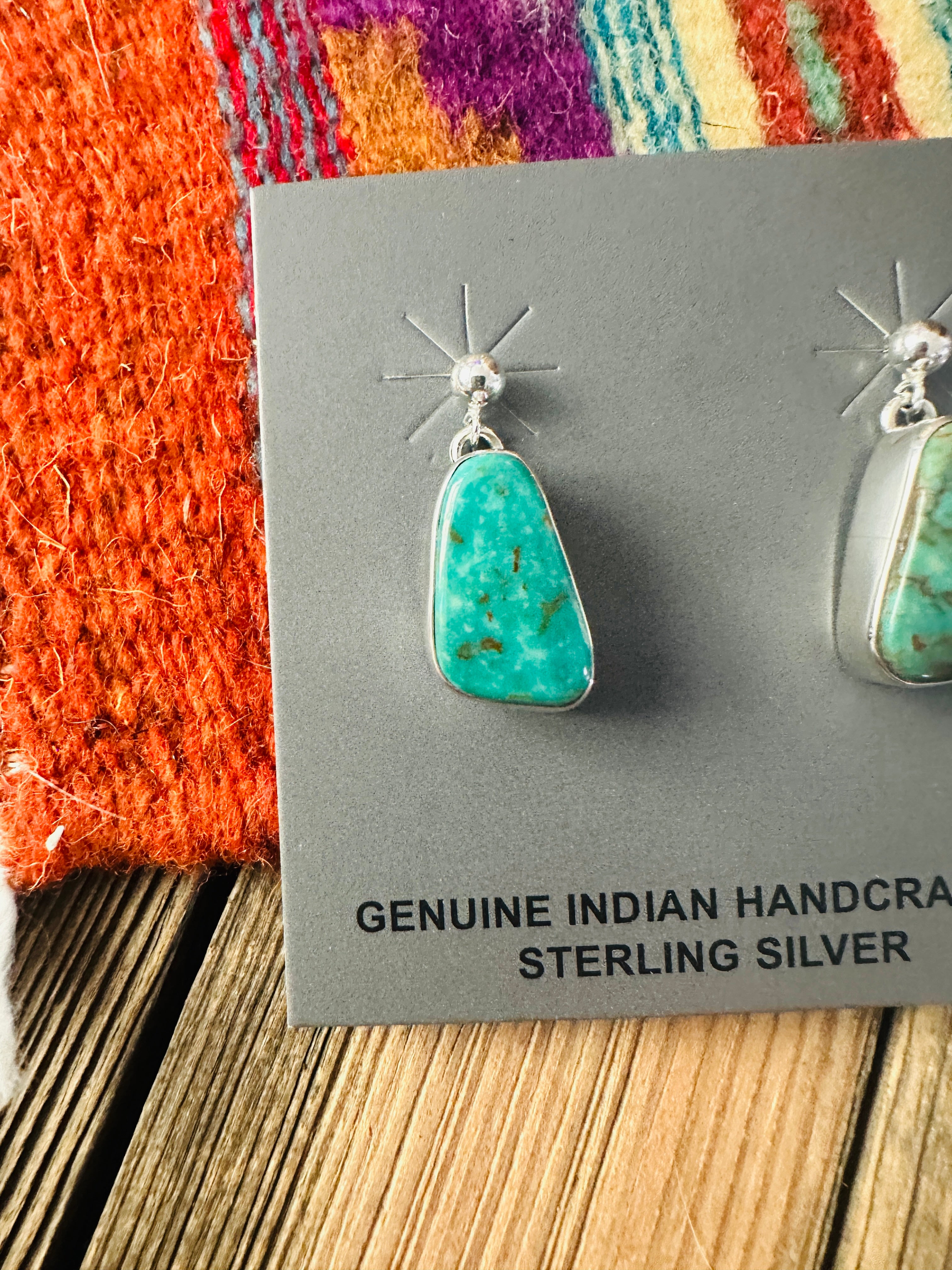 Handcrafted Turquoise & Sterling Silver Dangle Earrings