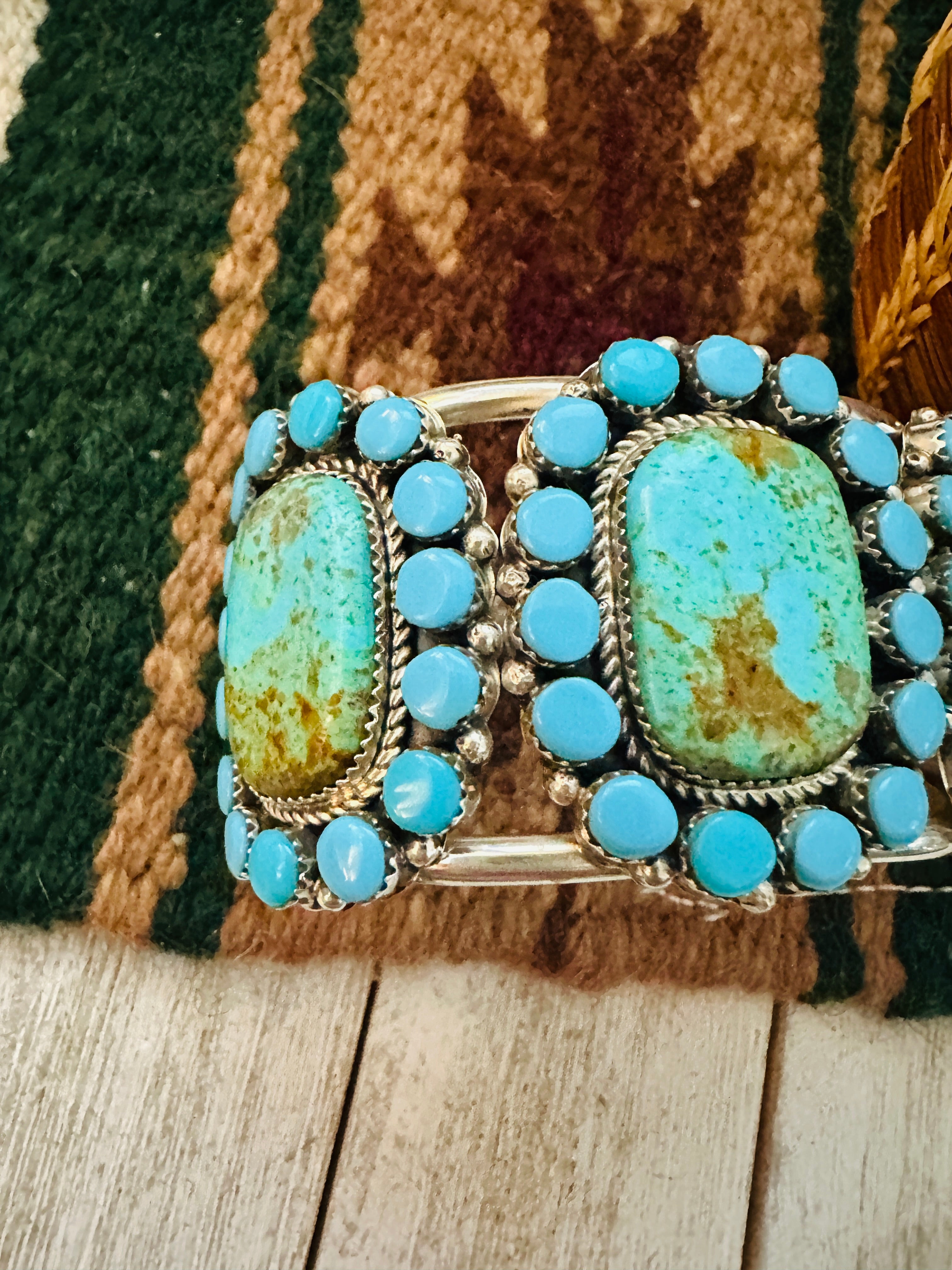 Navajo Kingman Turquoise & Sterling Silver Cuff Bracelet