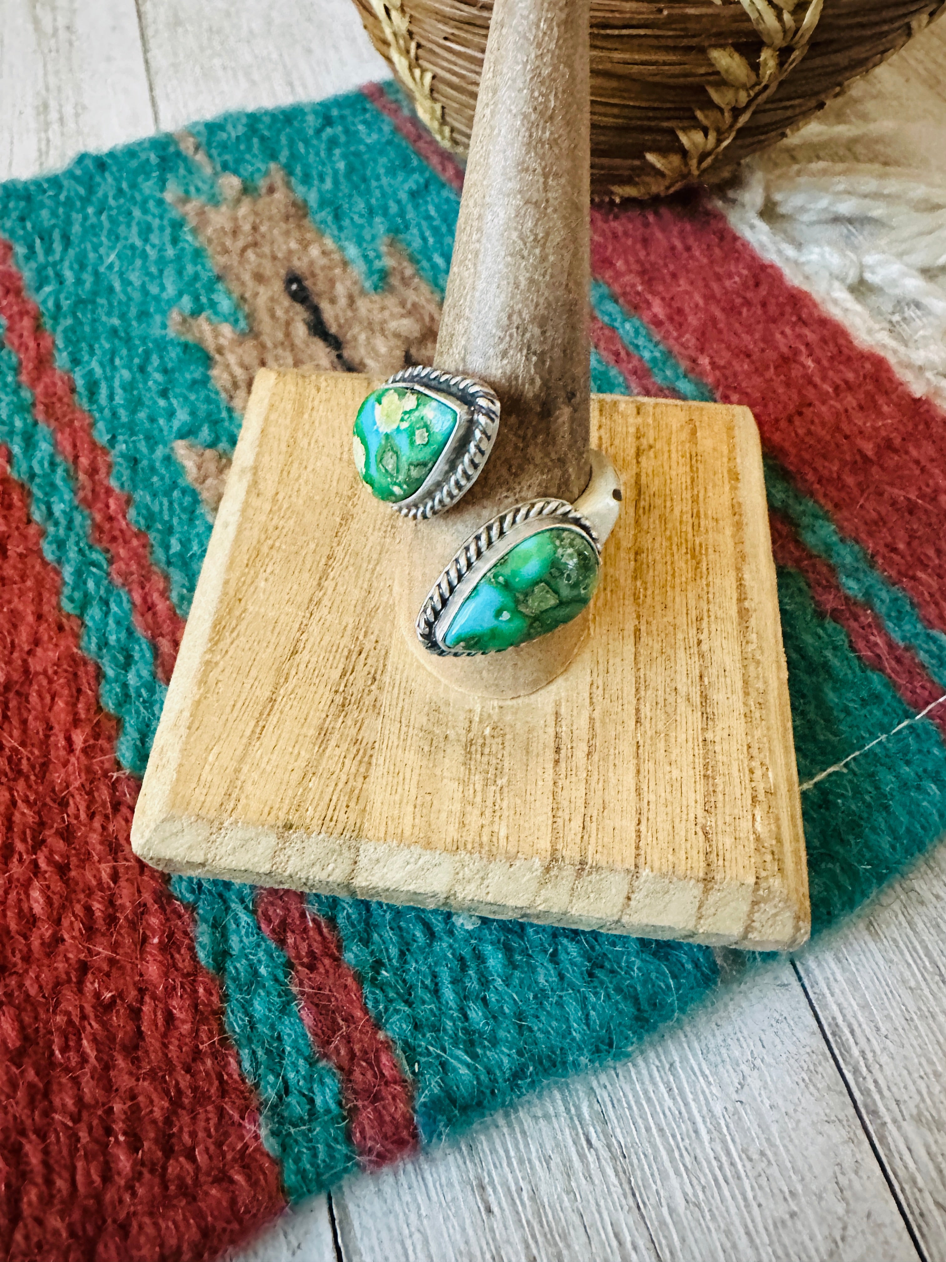 Navajo Sterling Silver & Sonoran Gold Turquoise Adjustable Ring