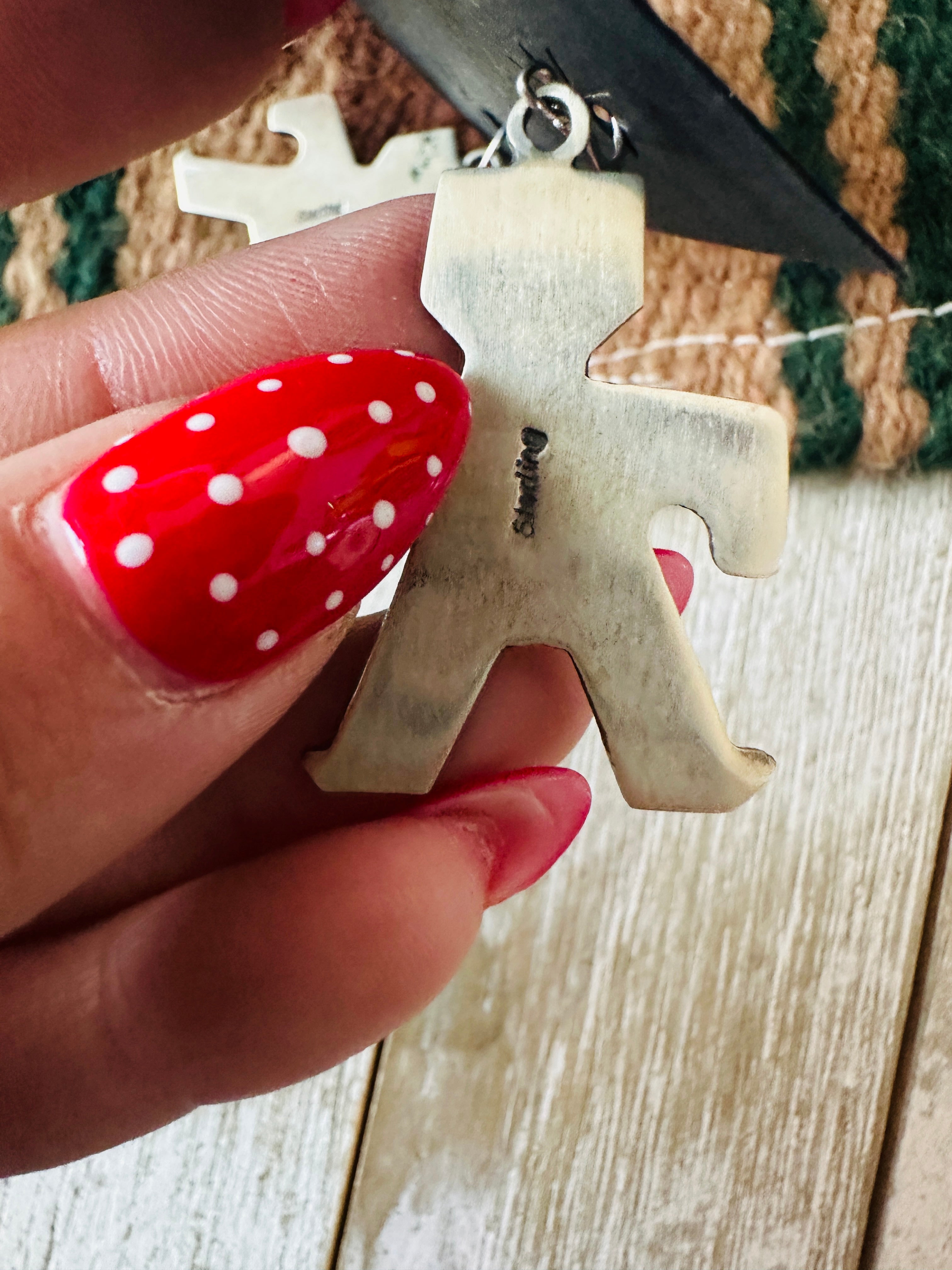 Handcrafted Turquoise and Sterling Silver Dancing Figure Dangle Earrings