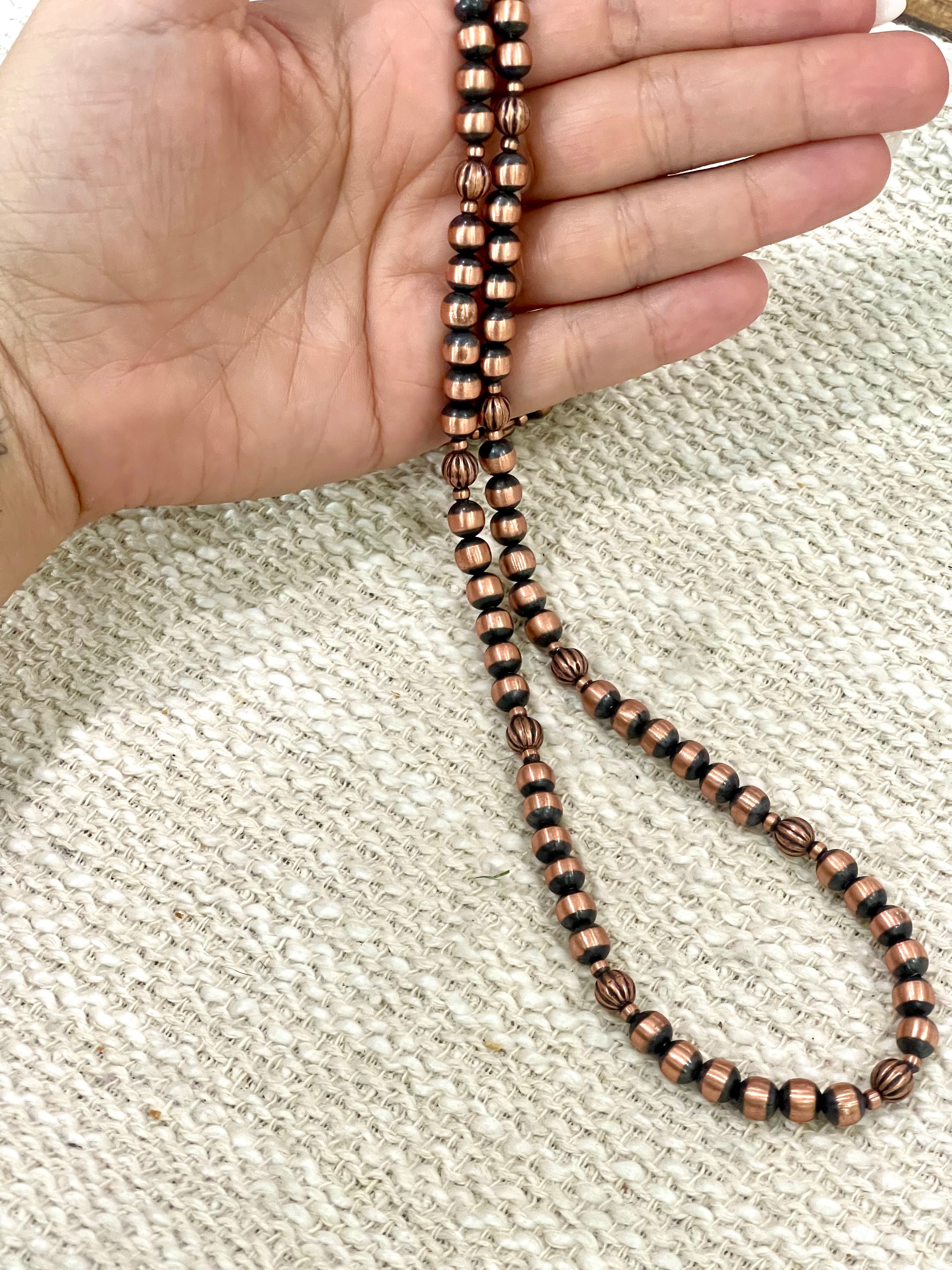 Handmade Copper 36” Beaded Necklace