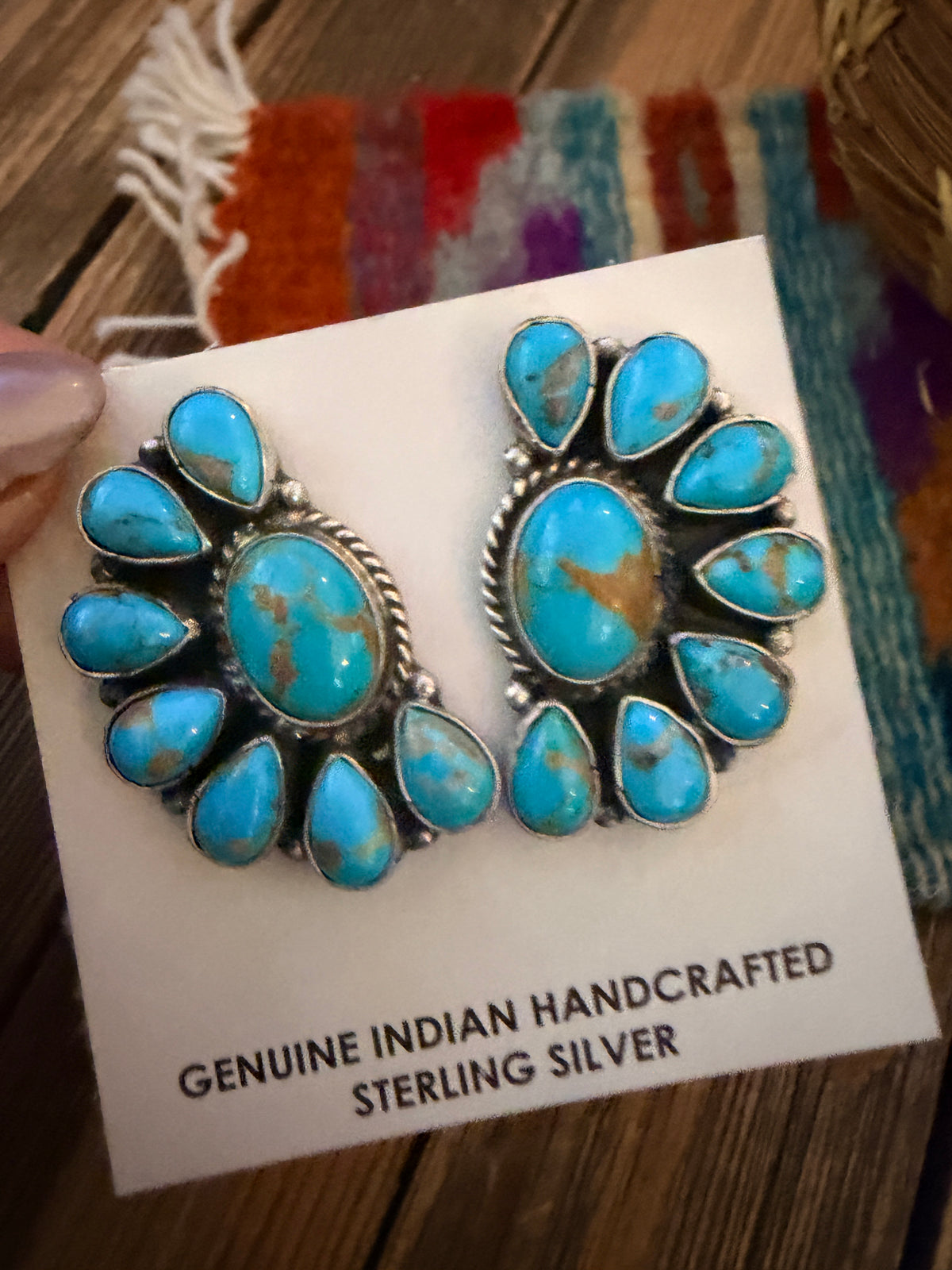 Handcrafted Turquoise & Sterling Silver Post Earrings by Marcella James