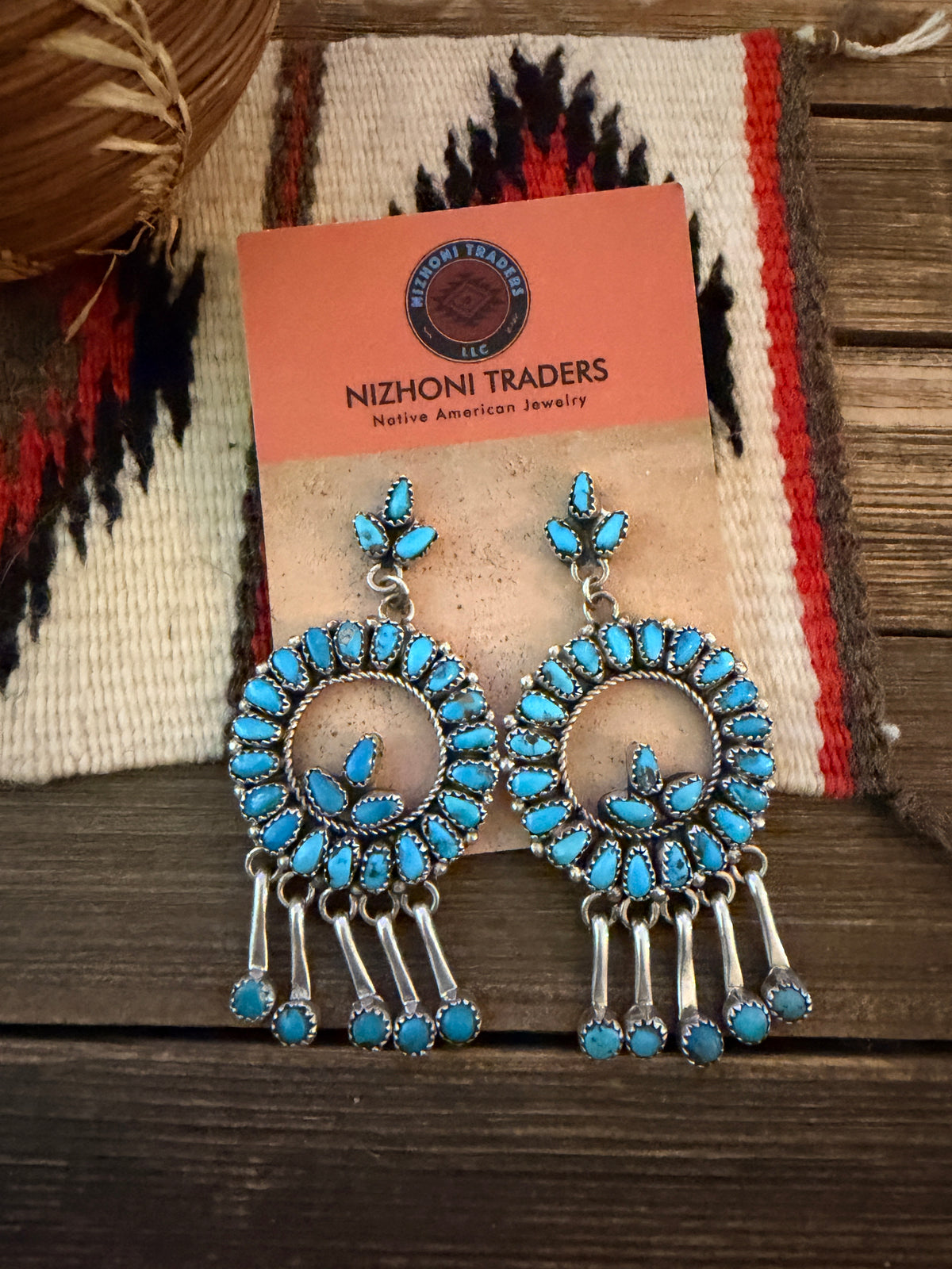 Handcrafted Sleeping Beauty Turquoise & Sterling Silver Cluster Dangle Earrings by Juliana Williams