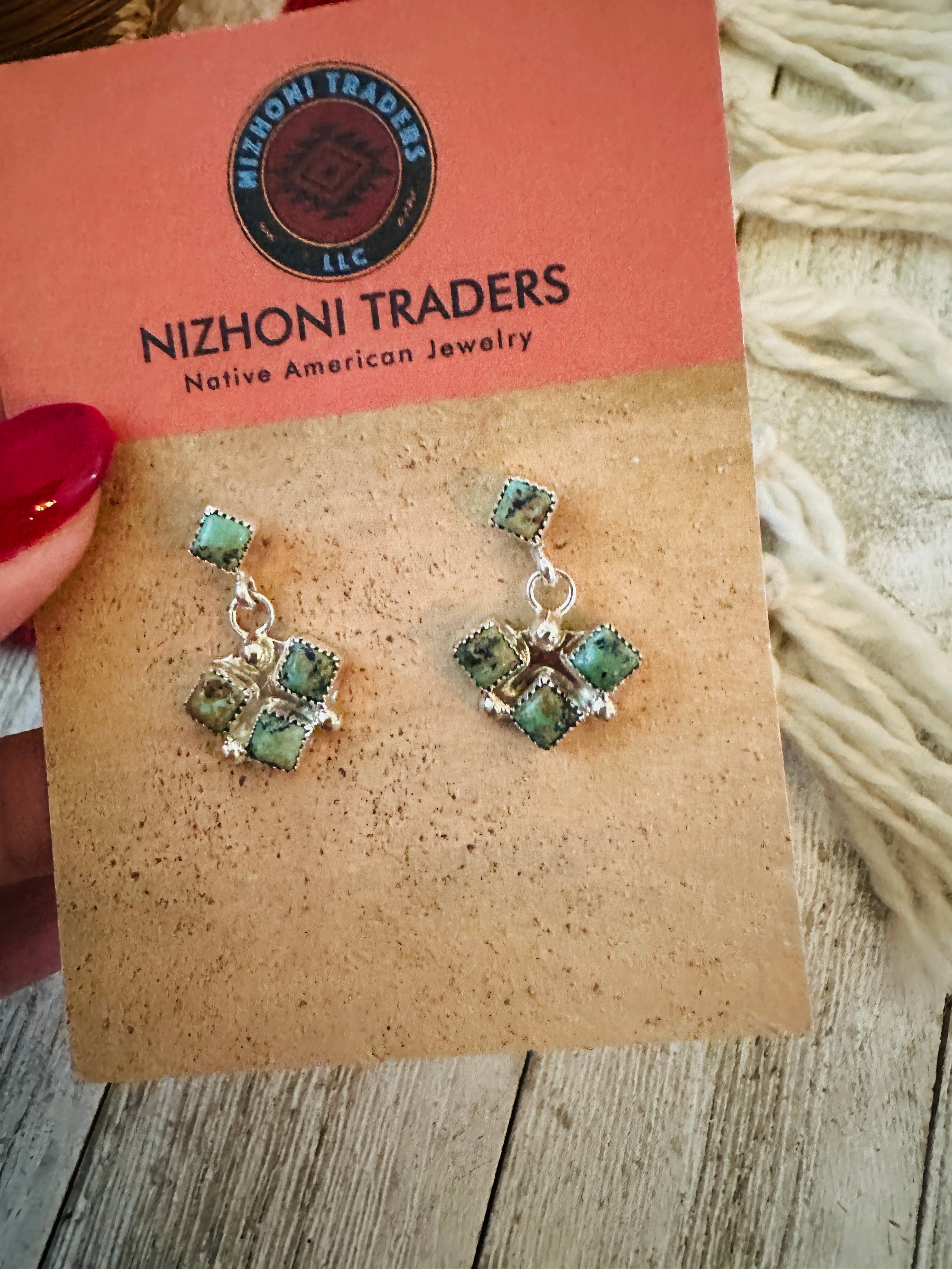 Handcrafted Turquoise & Sterling Silver Dangle Earrings