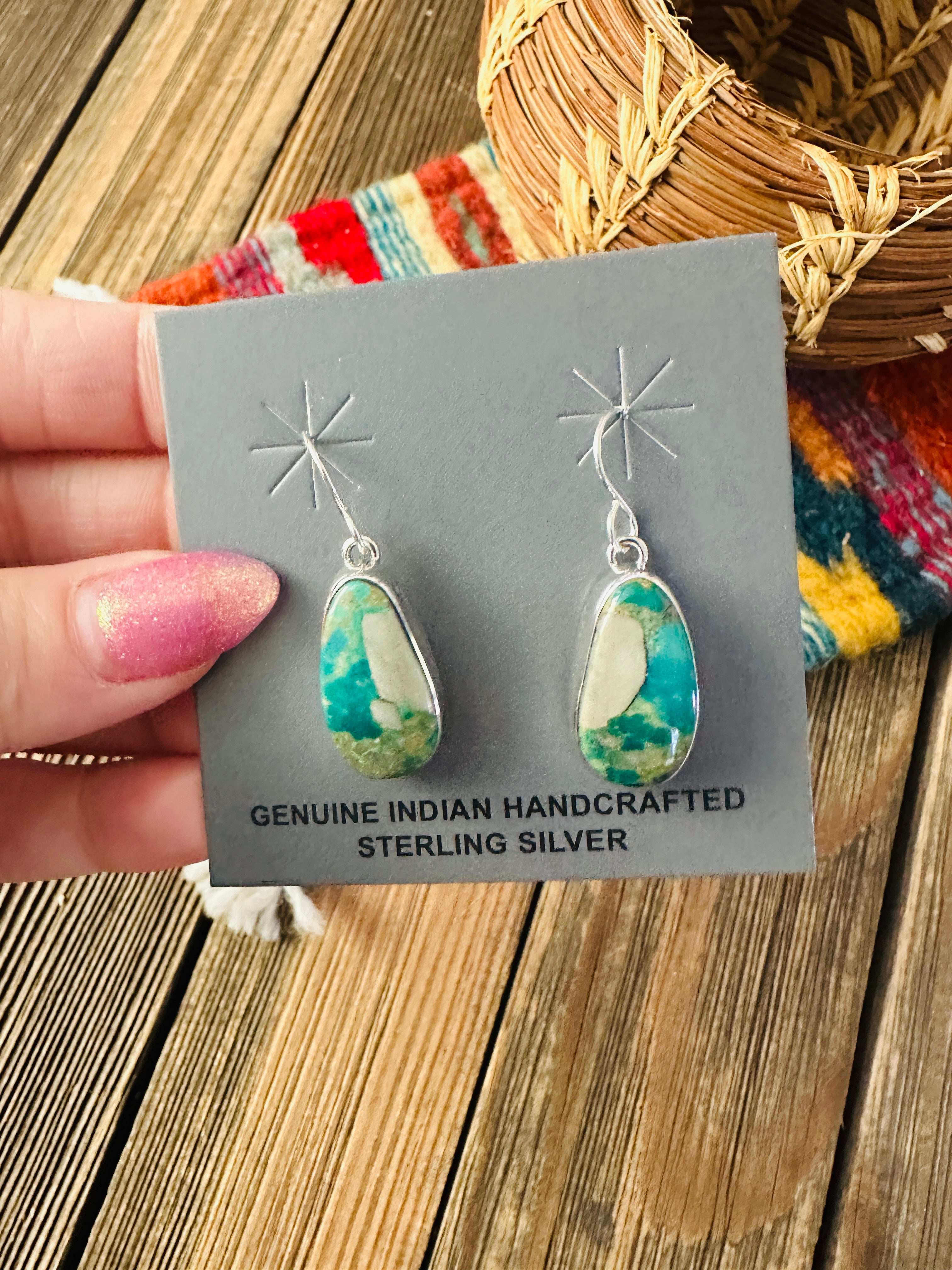 Handcrafted Turquoise & Sterling Silver Dangle Earrings