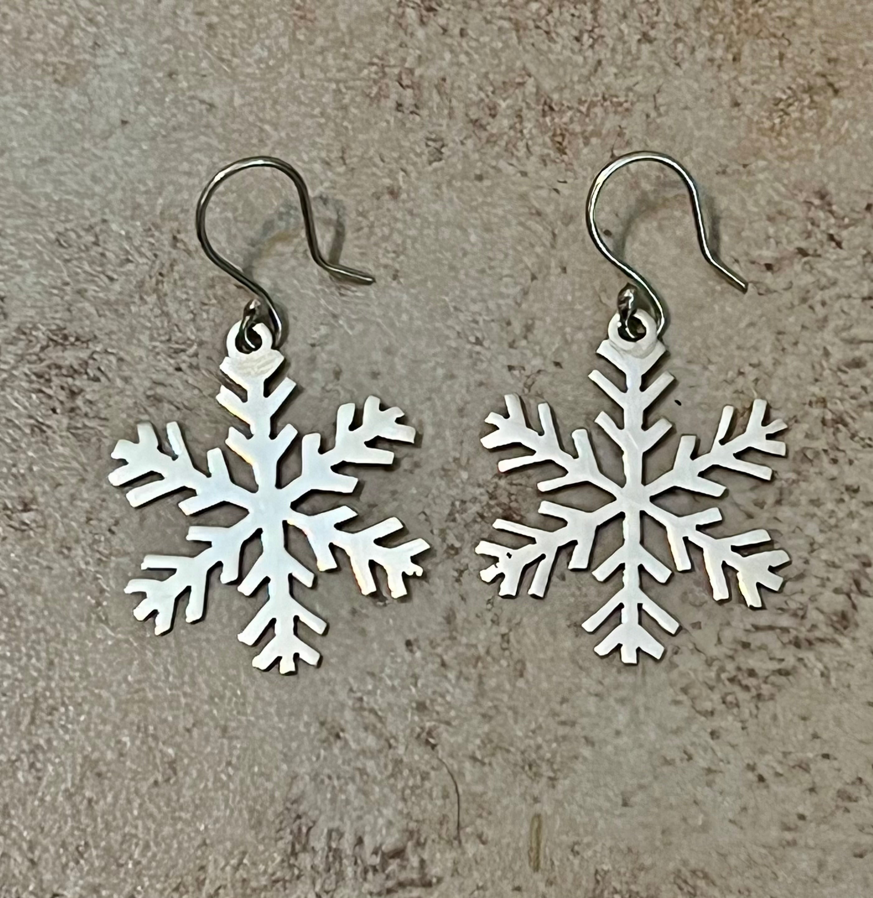 Sterling Silver Snowflake Earrings On Hook