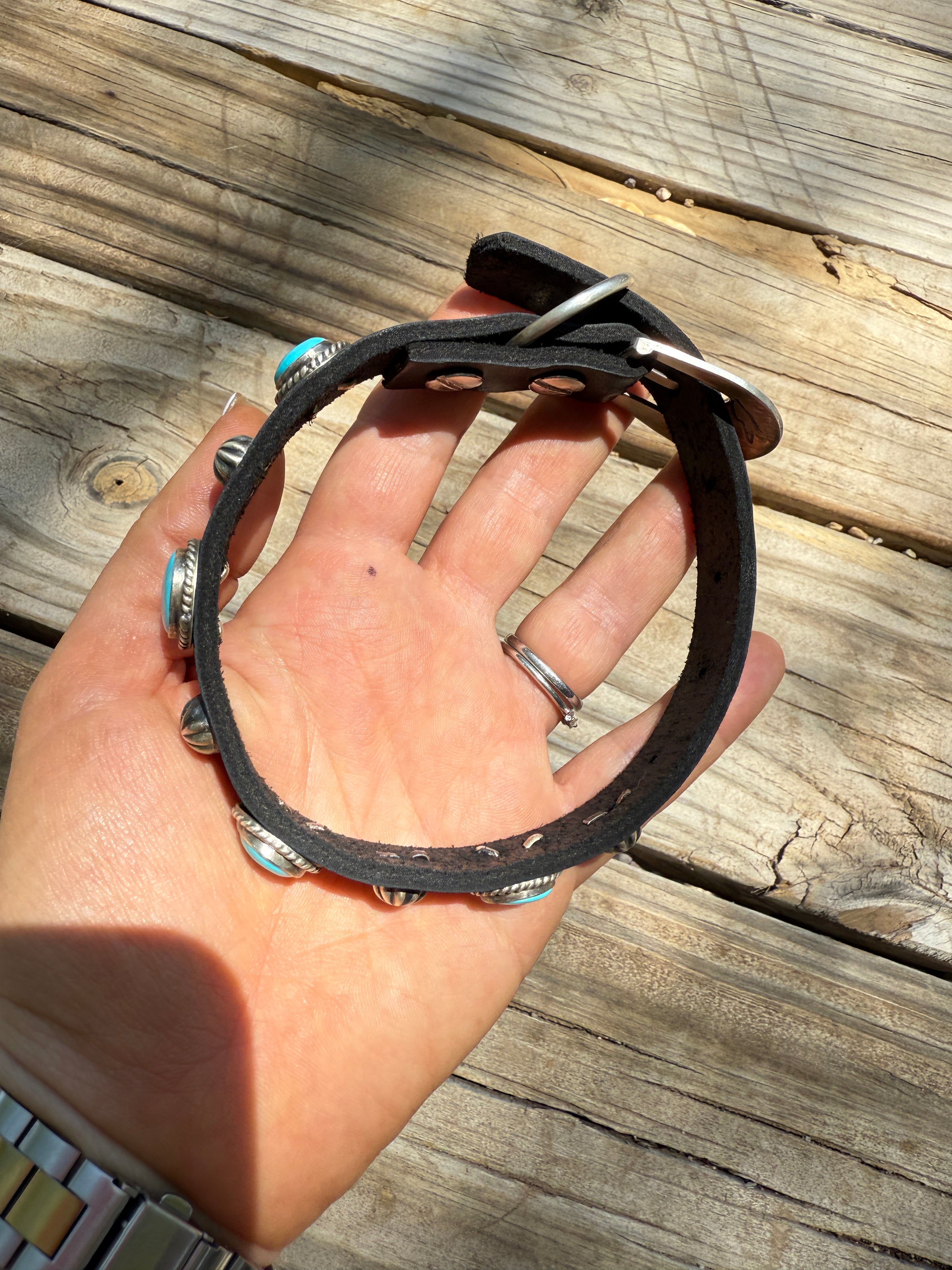 Handcrafted Turquoise Leather Dog Collars