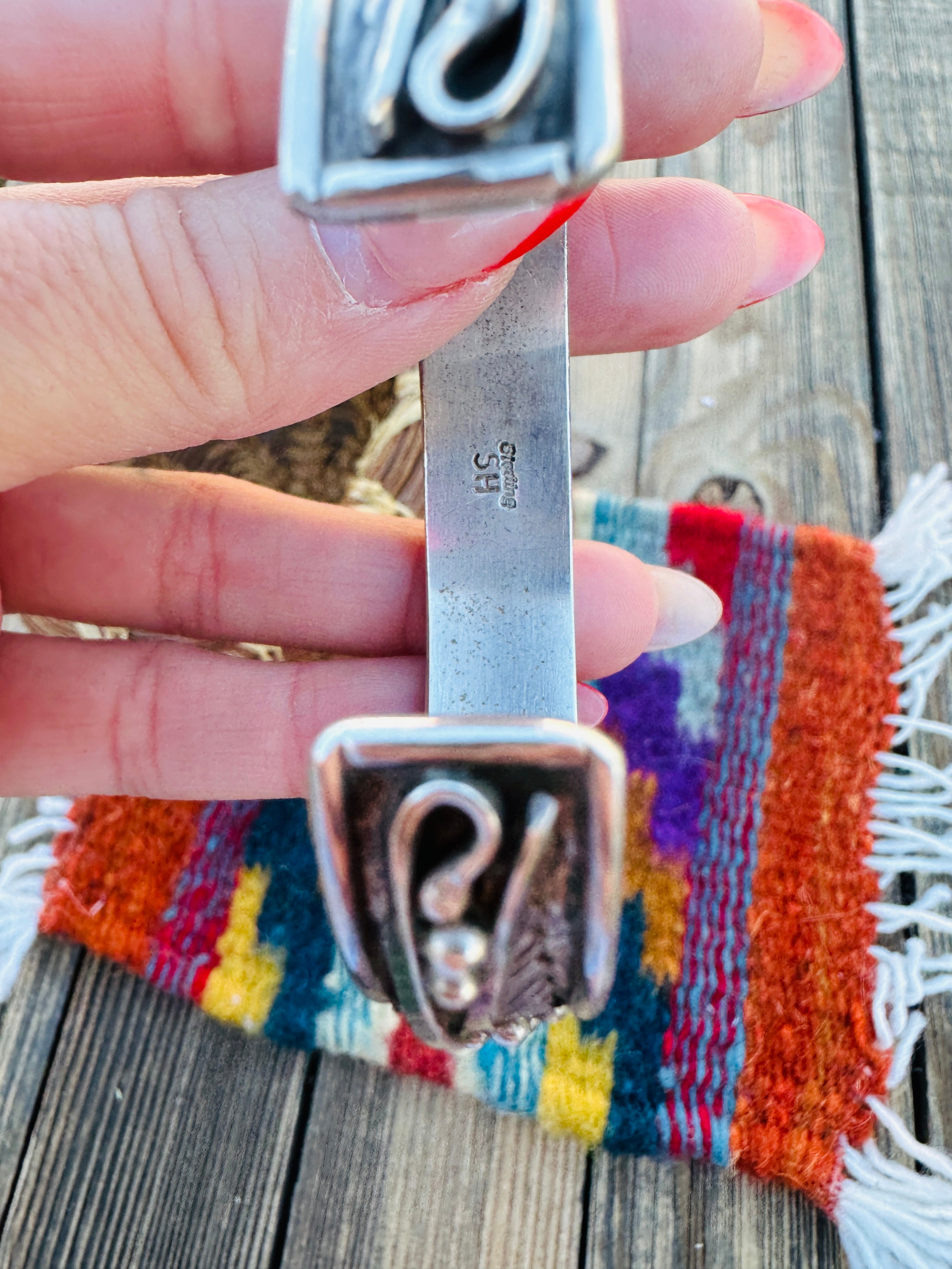 Handcrafted Old Pawn Sterling Silver Cuff Bracelet