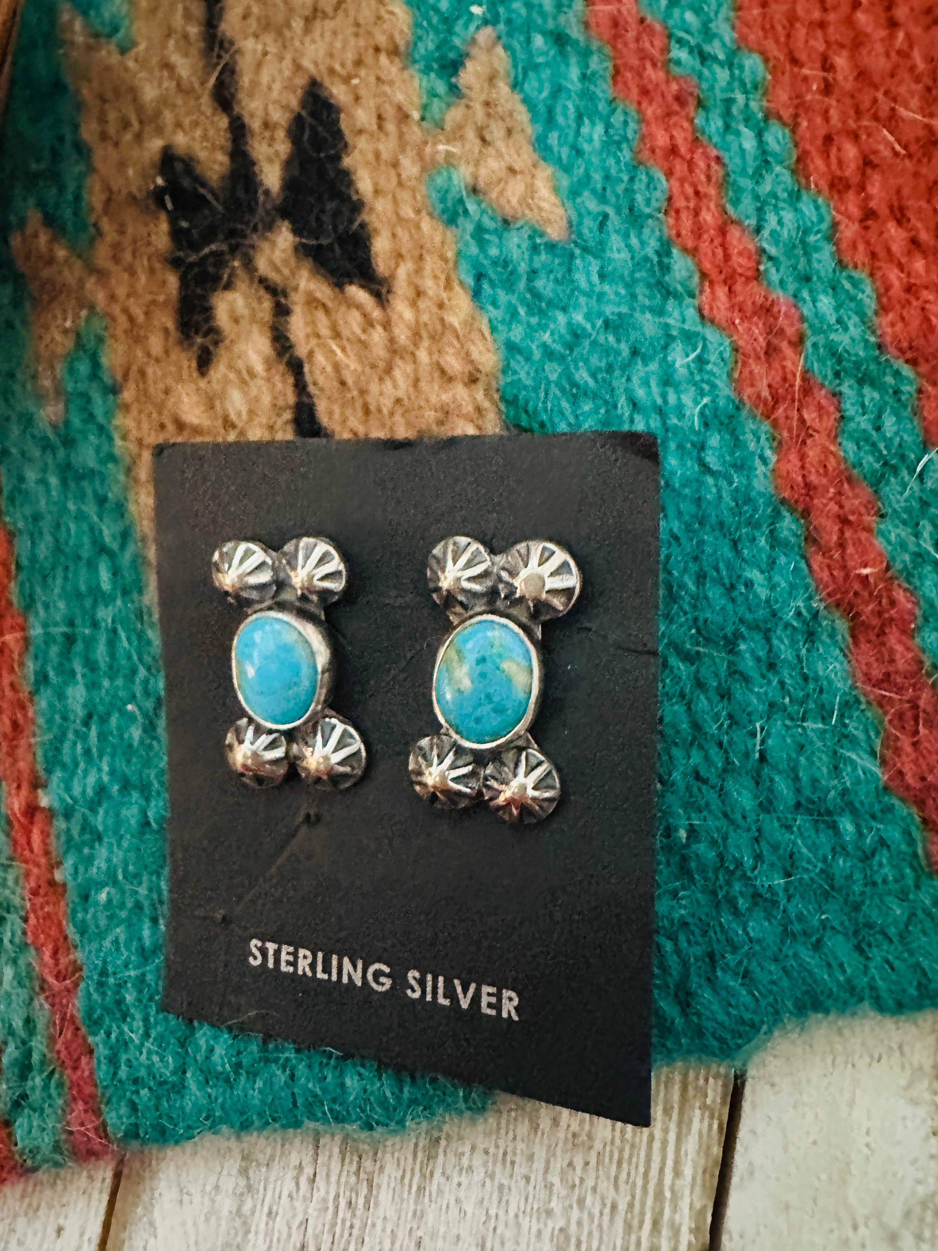 Navajo Sterling Silver & Turquoise Post Earrings