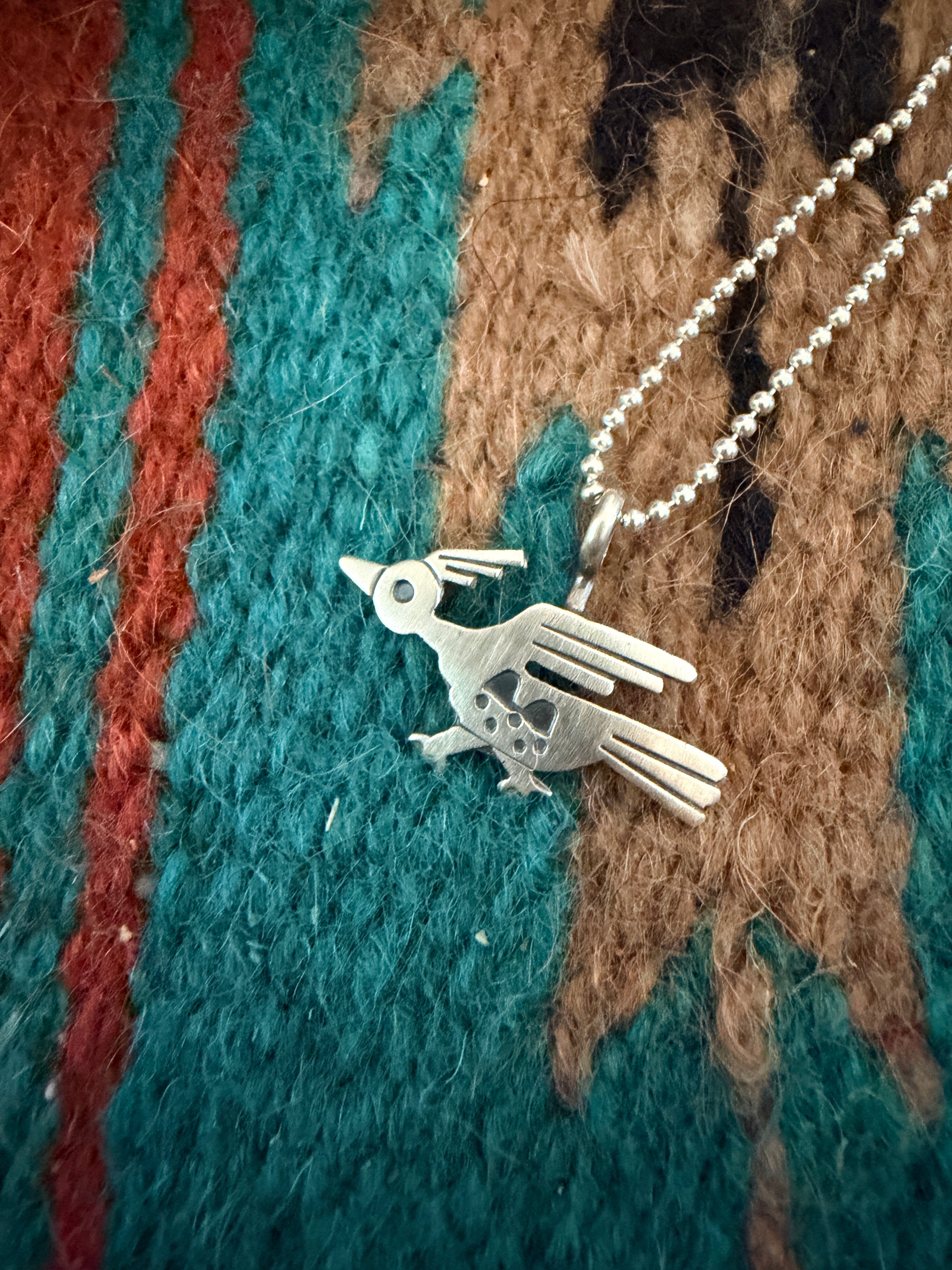 Handcrafted Sterling Silver Roadrunner Pendant