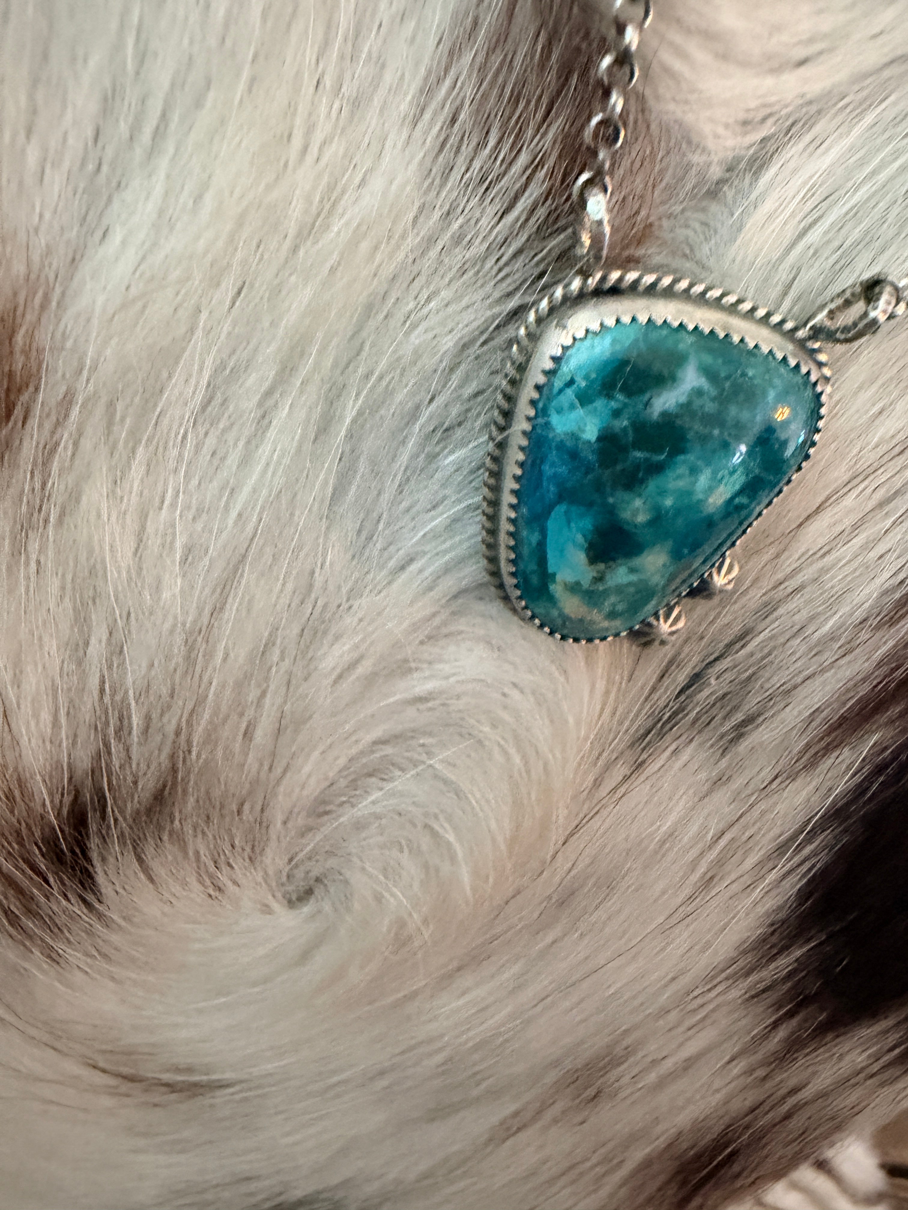 Handmade Sterling Silver & Peruvian Blue Opal Necklace