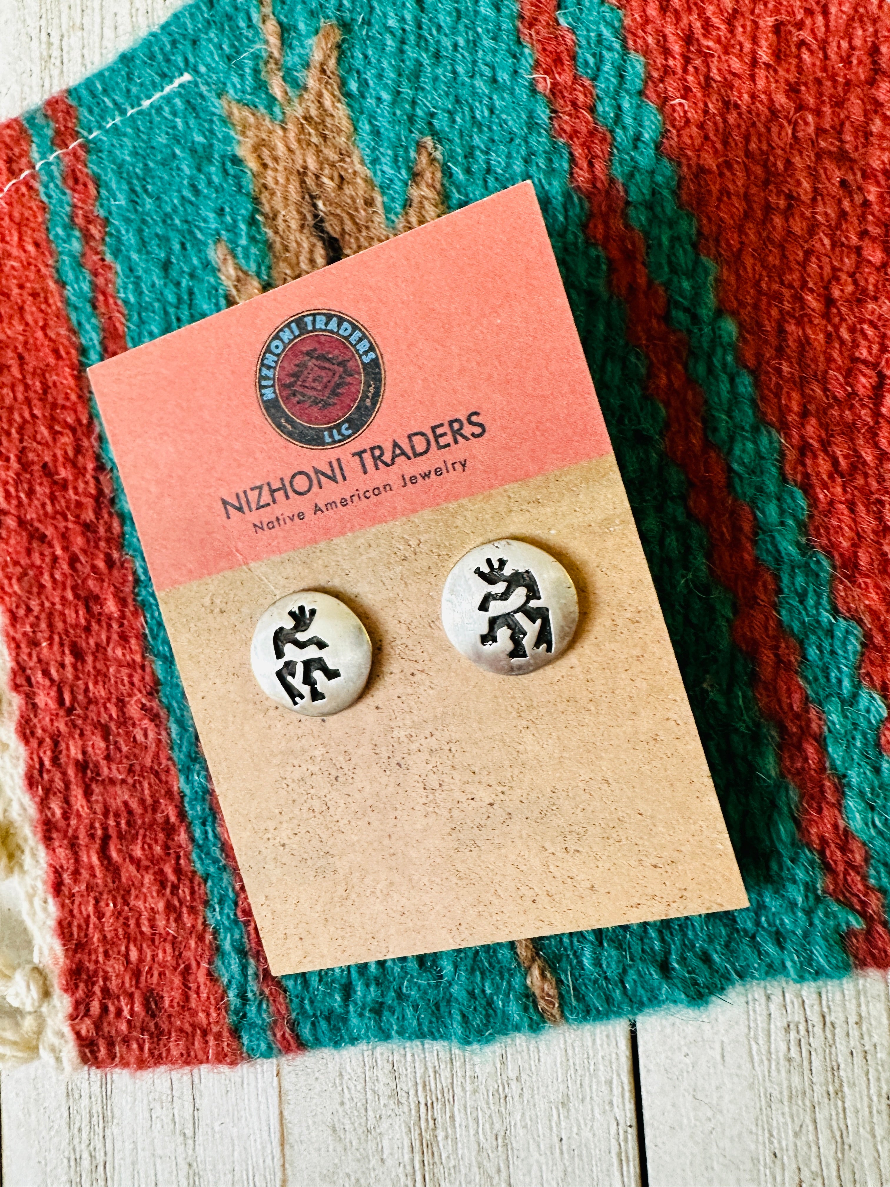 Vintage Navajo Sterling Silver Kachina Stud Earrings